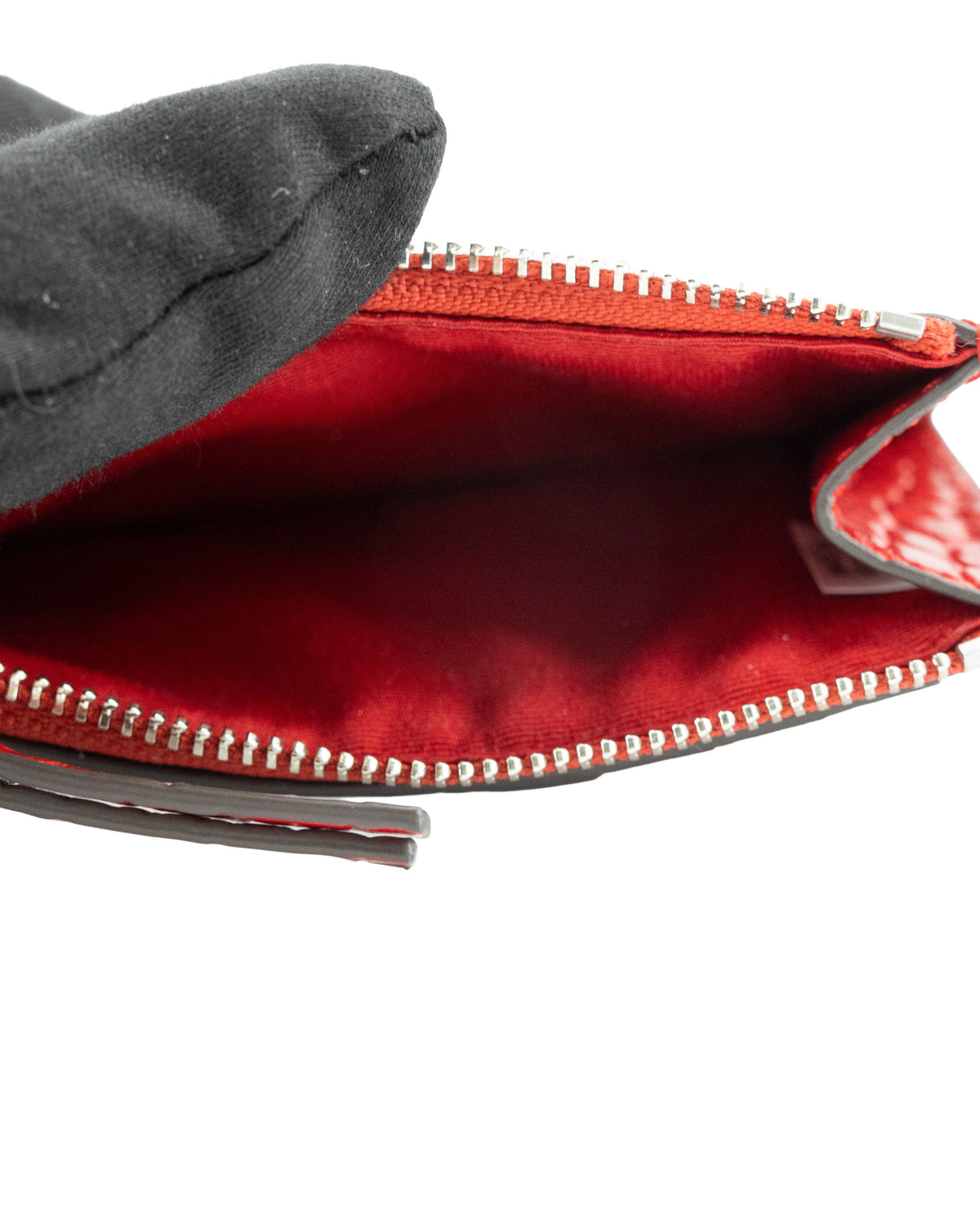 Tory Burch red croc embossed card wallet