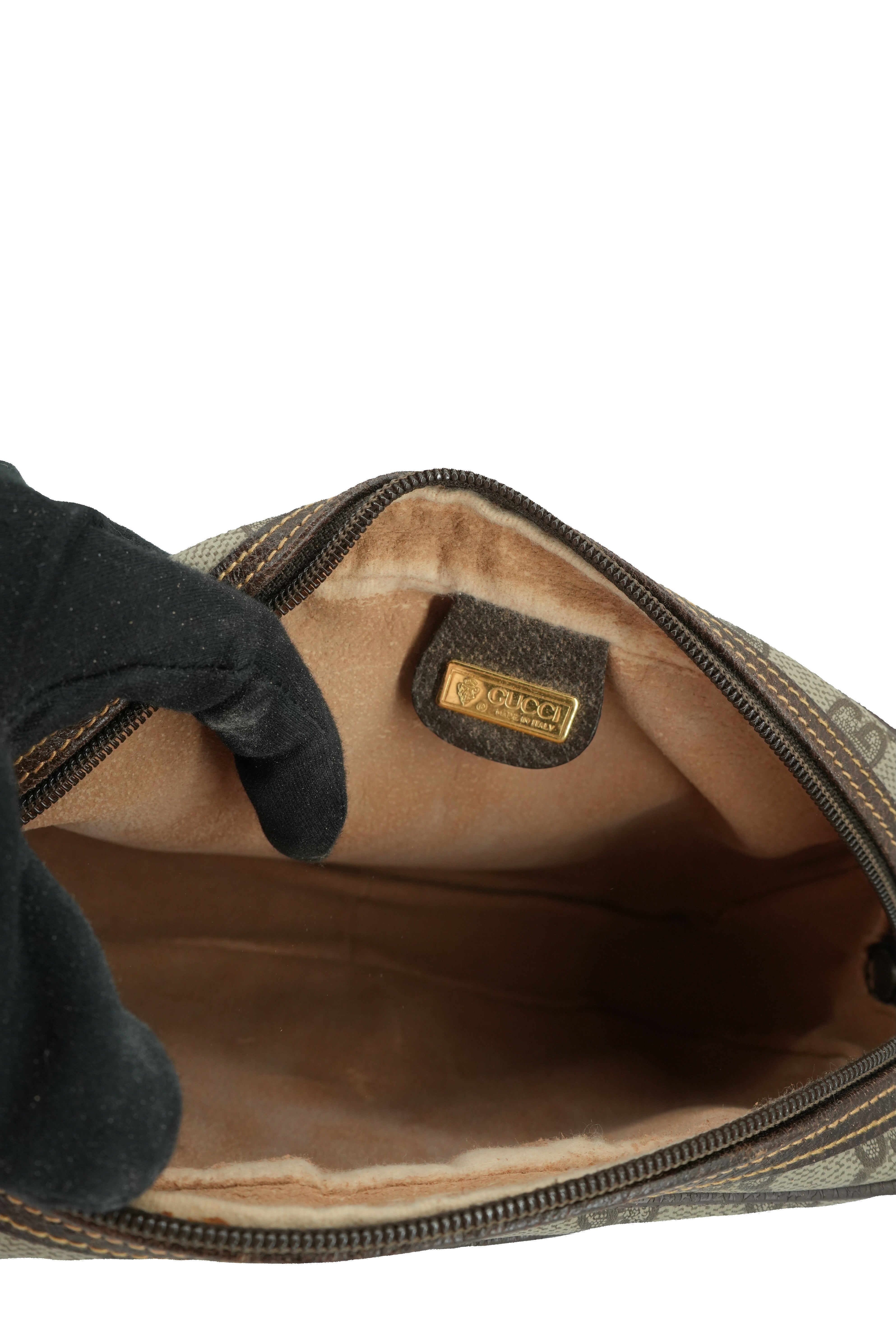 Gucci brown vintage zip pouch wristlet 011-58-0128