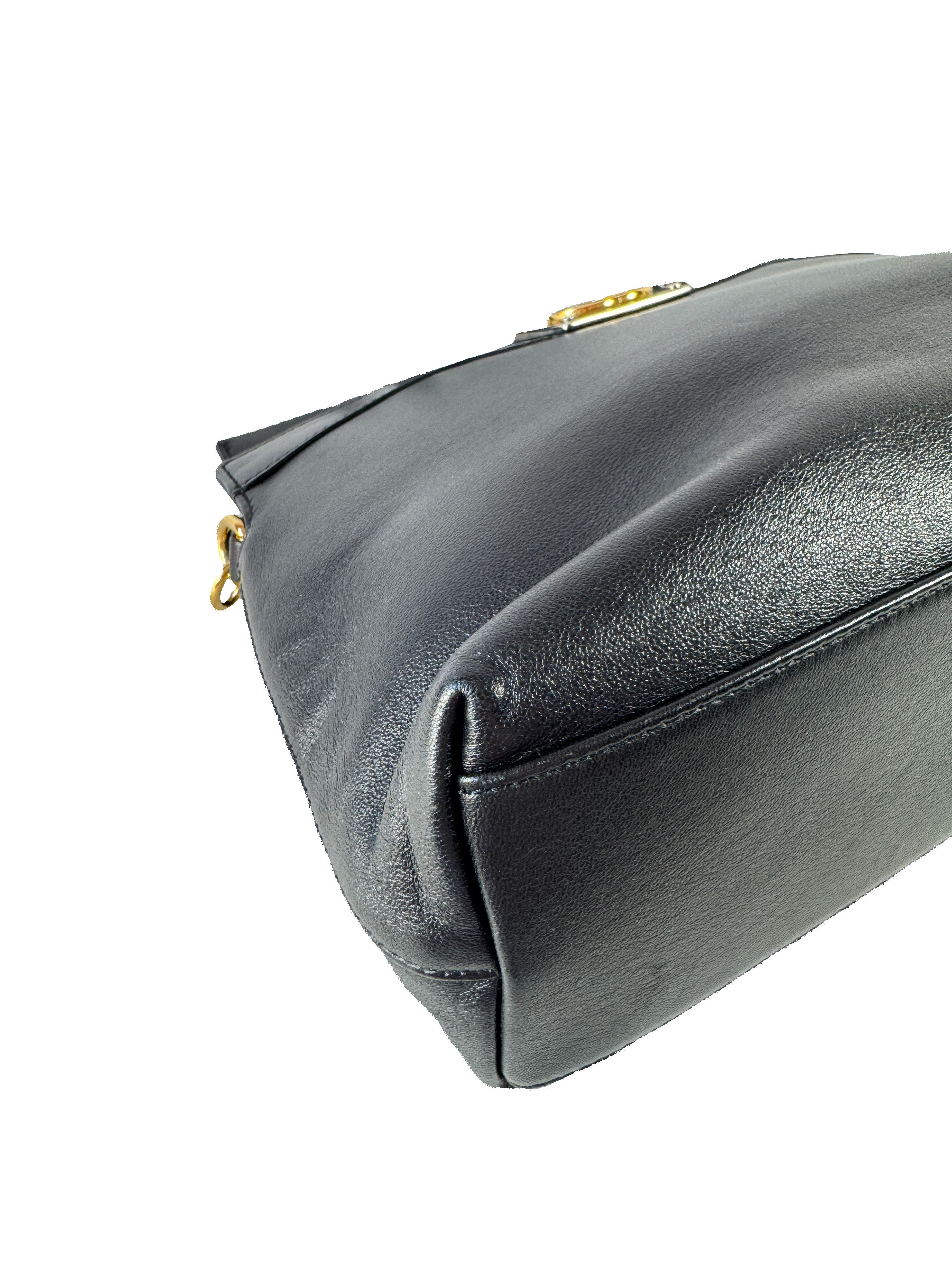 Gucci black lambskin small linea matisse top handle bag 631663520981