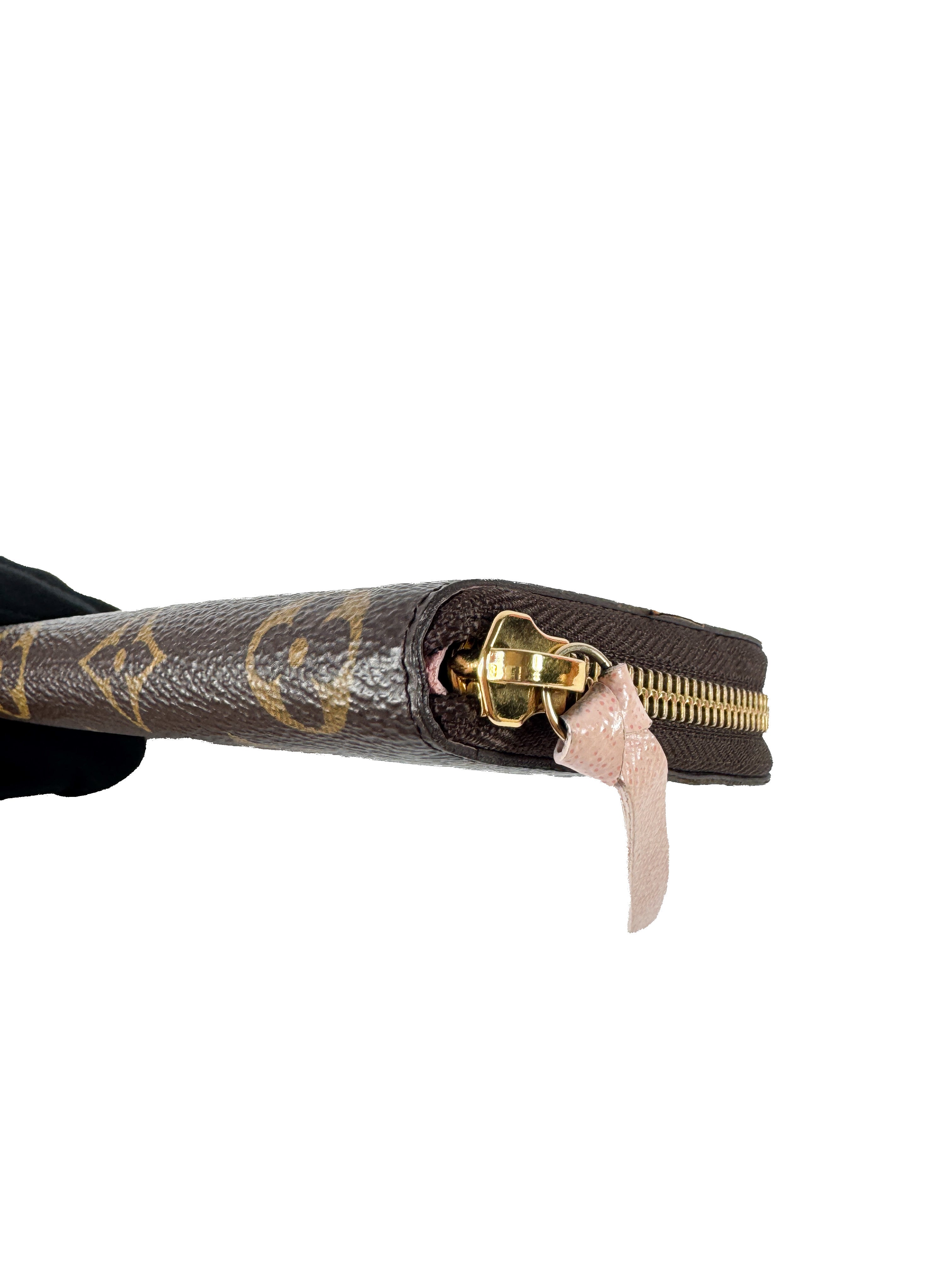 Louis Vuitton monogram Rose Ballerine Clemence wallet CA2157 retail $620