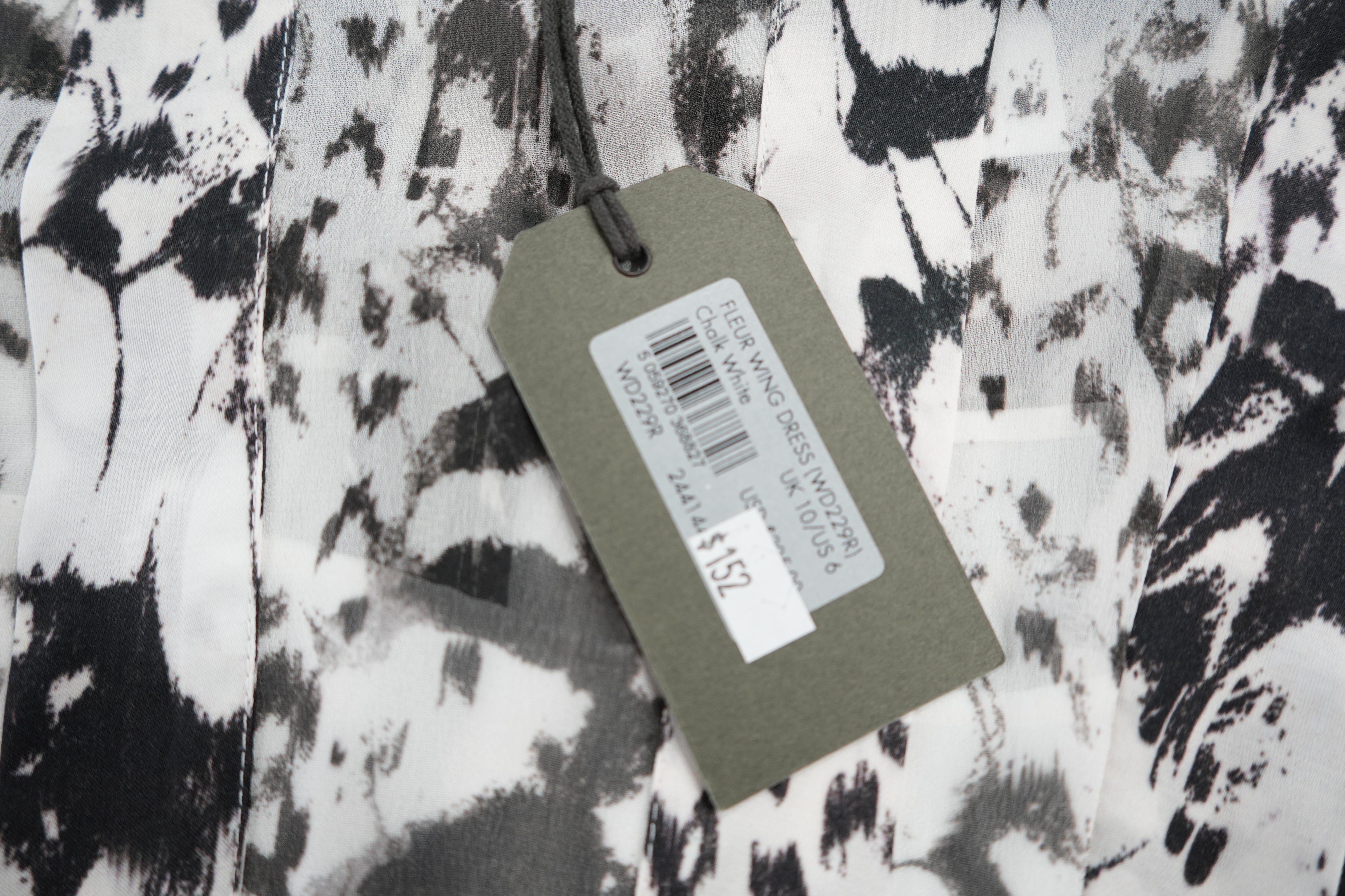 All Saints white gray print tank dress size 6 NWT