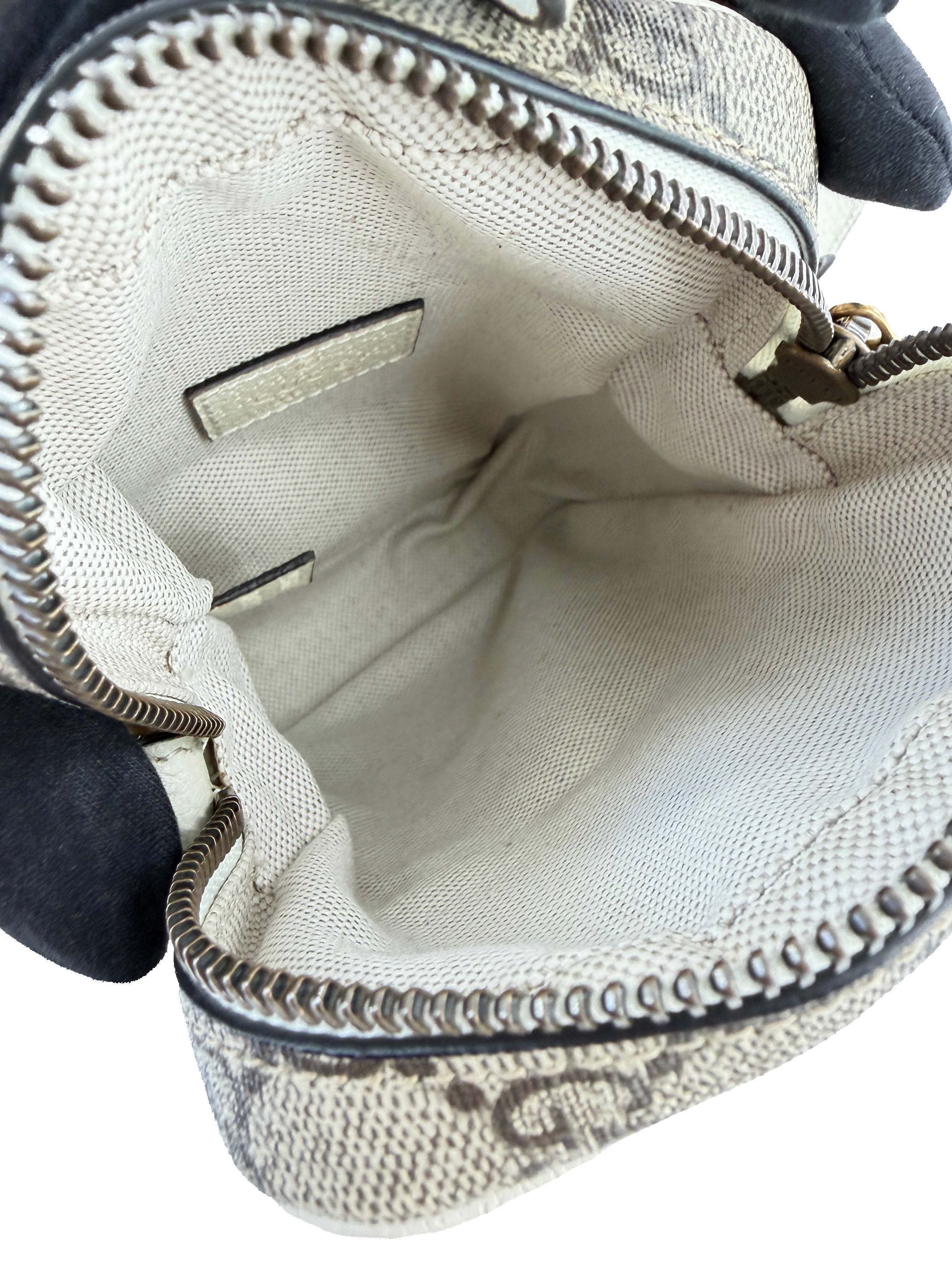 Gucci Ophidia Top Handle Crossbody Bag GG Coated Canvas Mini White 671682 493075