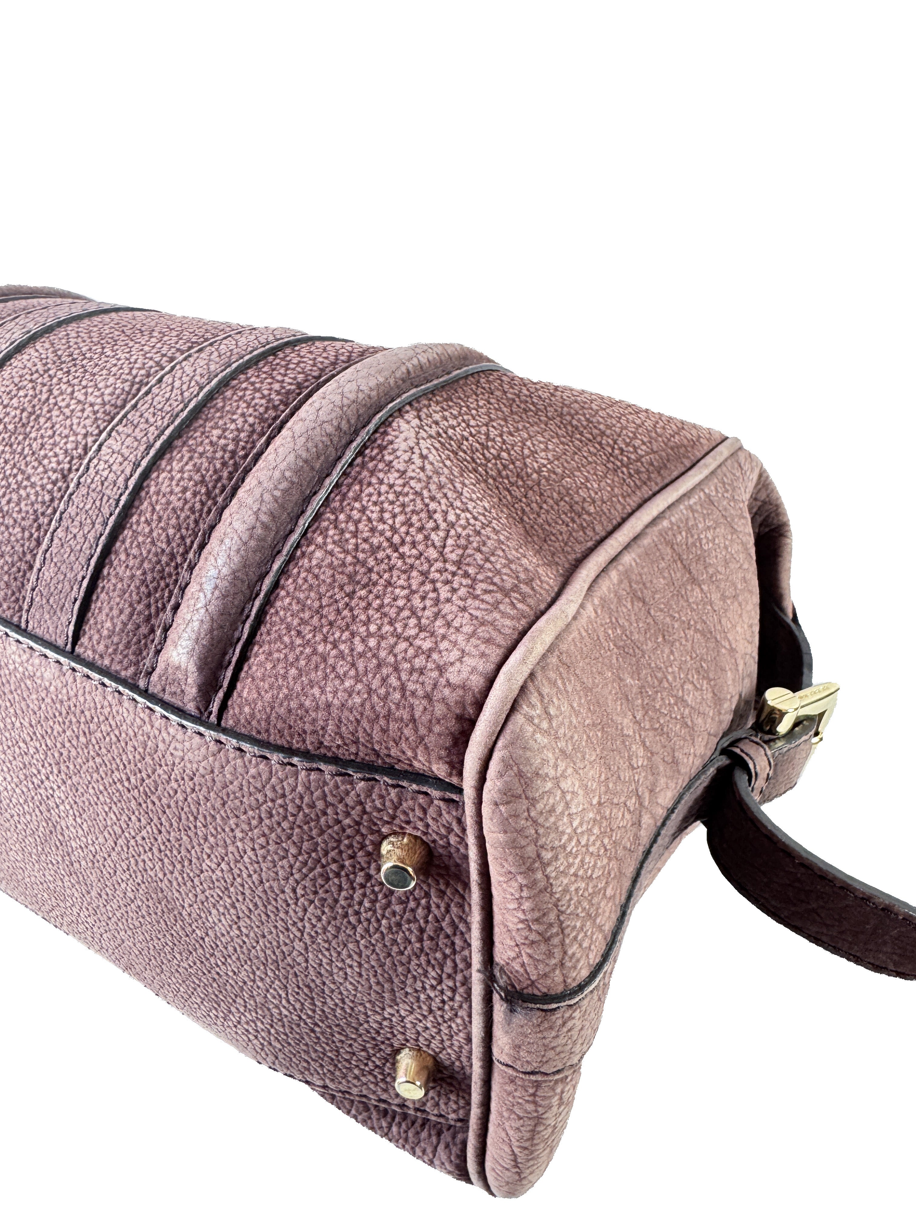 Burberry plum nubuck suede medium Nevinson bowling bag (no strap)