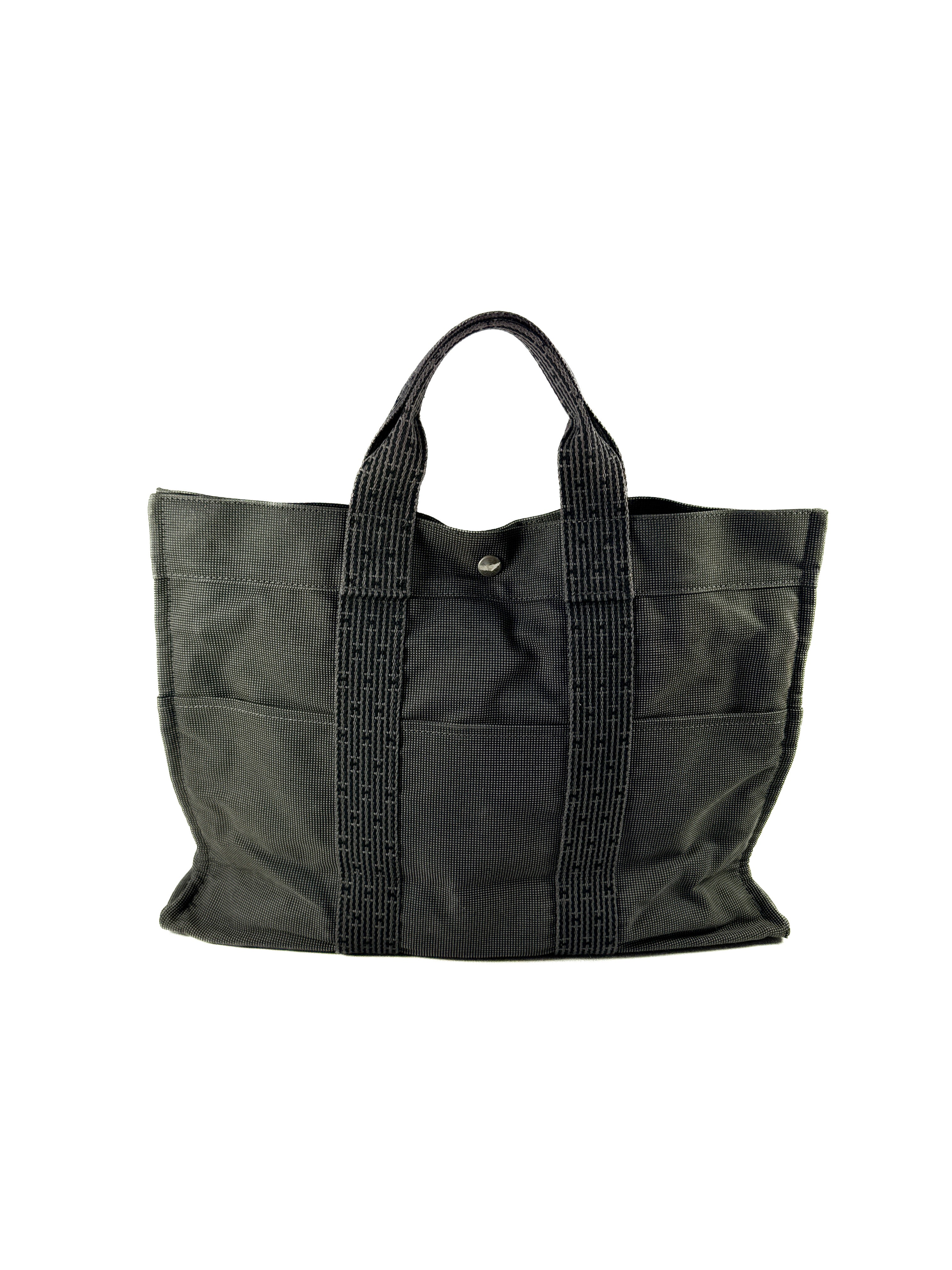 Hermès gray vintage nylon Herline MM tote