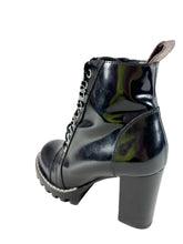 Louis Vuitton black patent leather heeled combat boots size 36.5