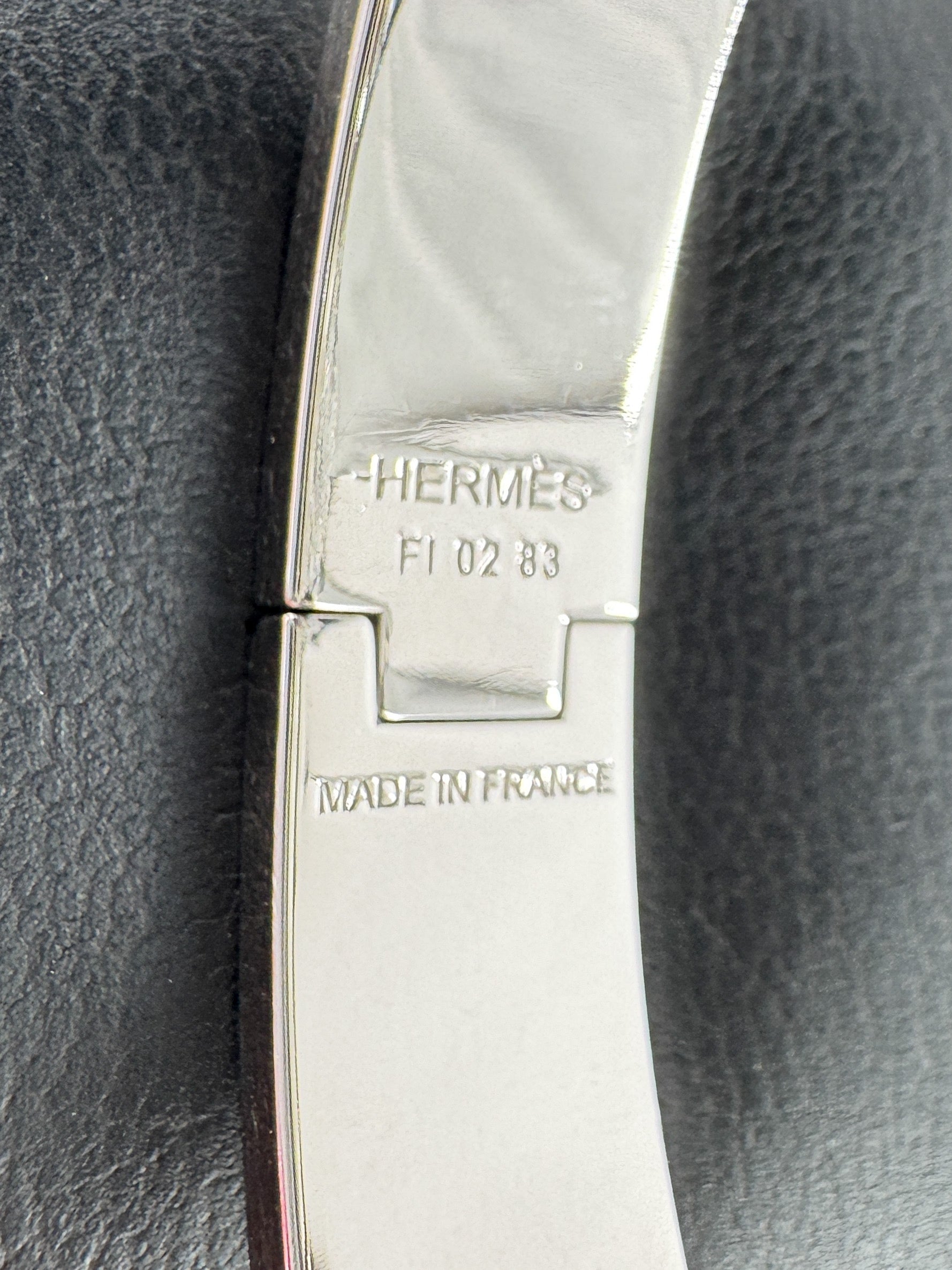 Hermès silver brown leather clic H 02 83