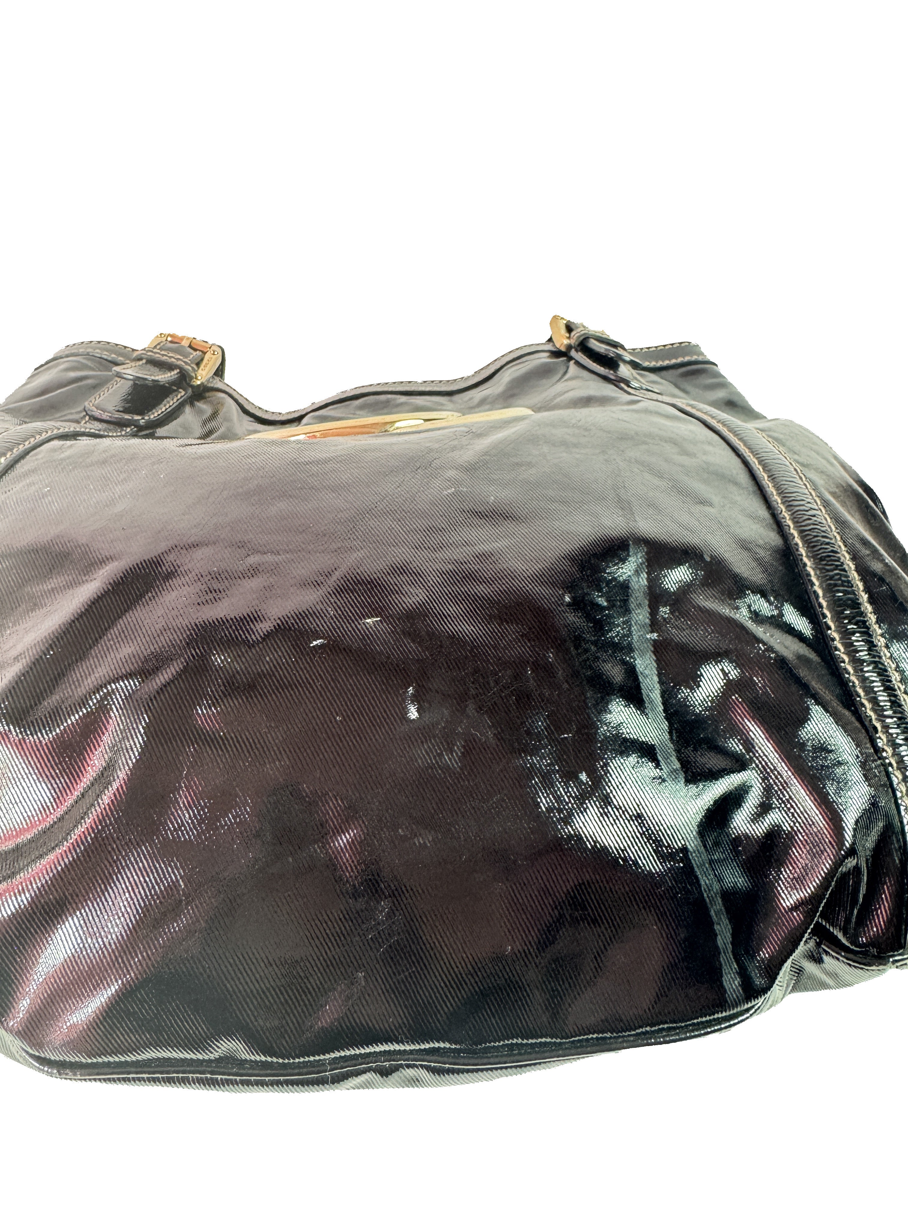 Gucci black Web Britt patent leather tote 162886 492783 *as is*