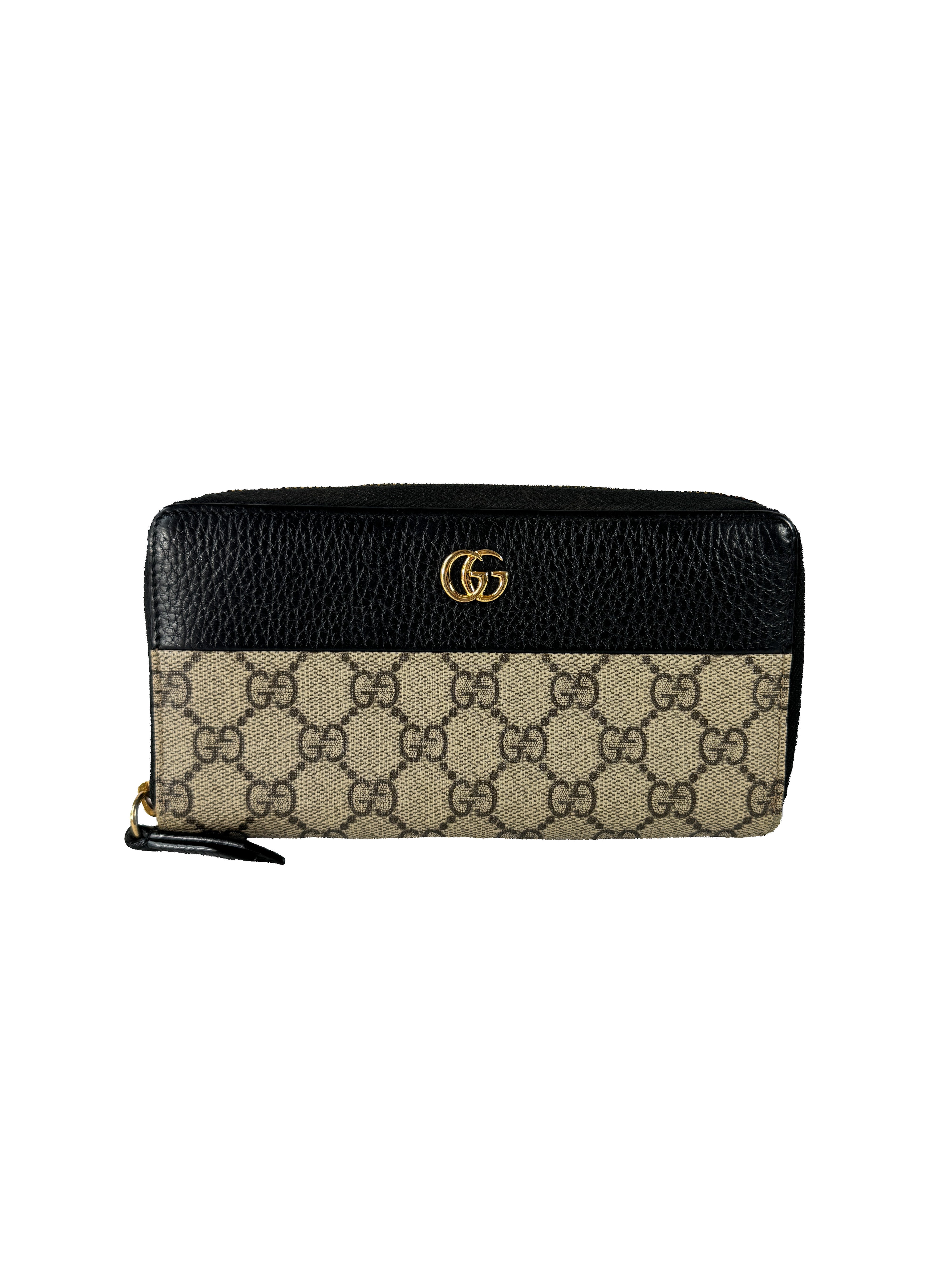 Gucci black/brown Marmont zip around wallet 4561170959