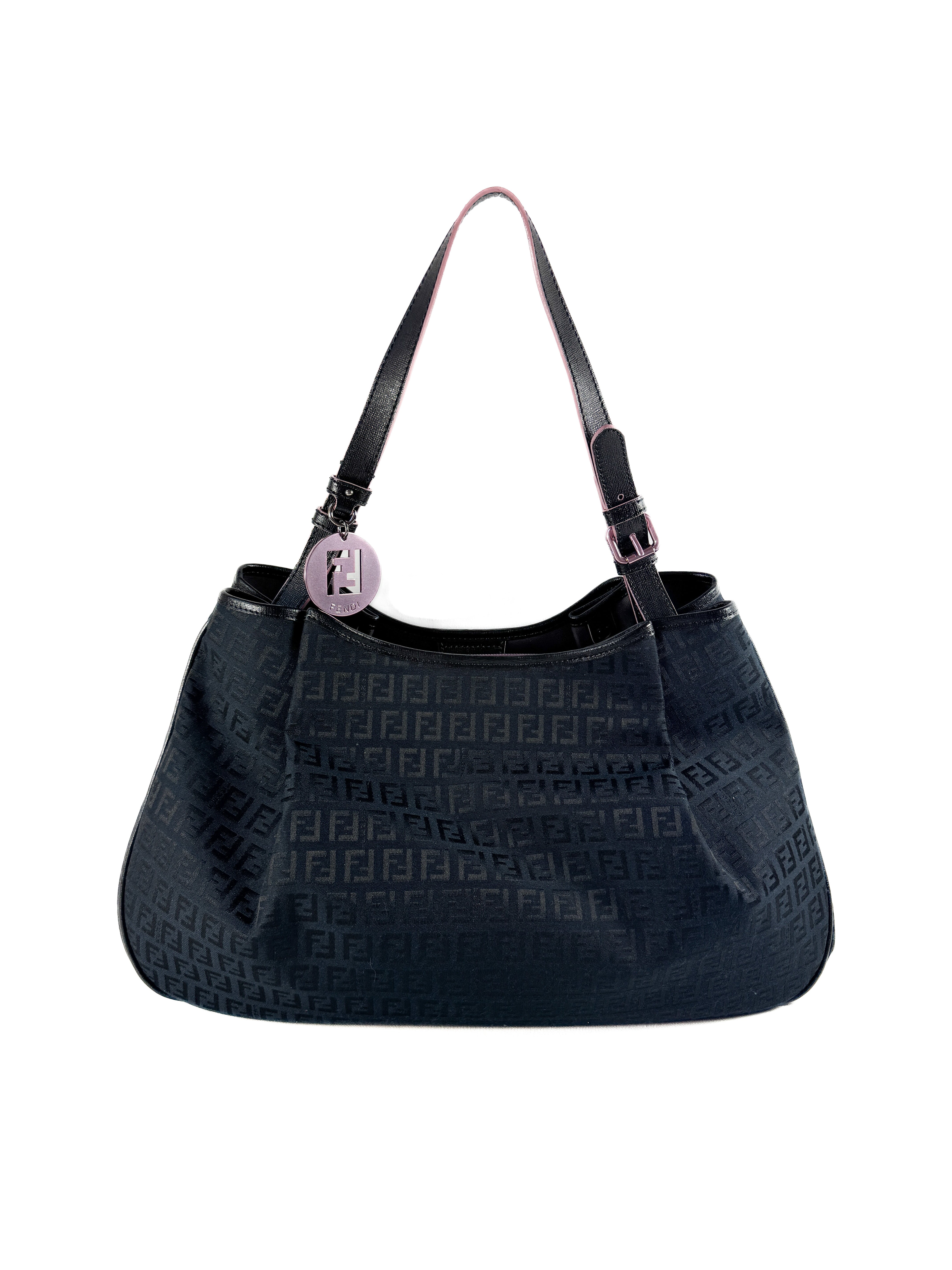 Fendi Zucchino navy, black, pink shoulder bag 8BH220-HJE 128-2354