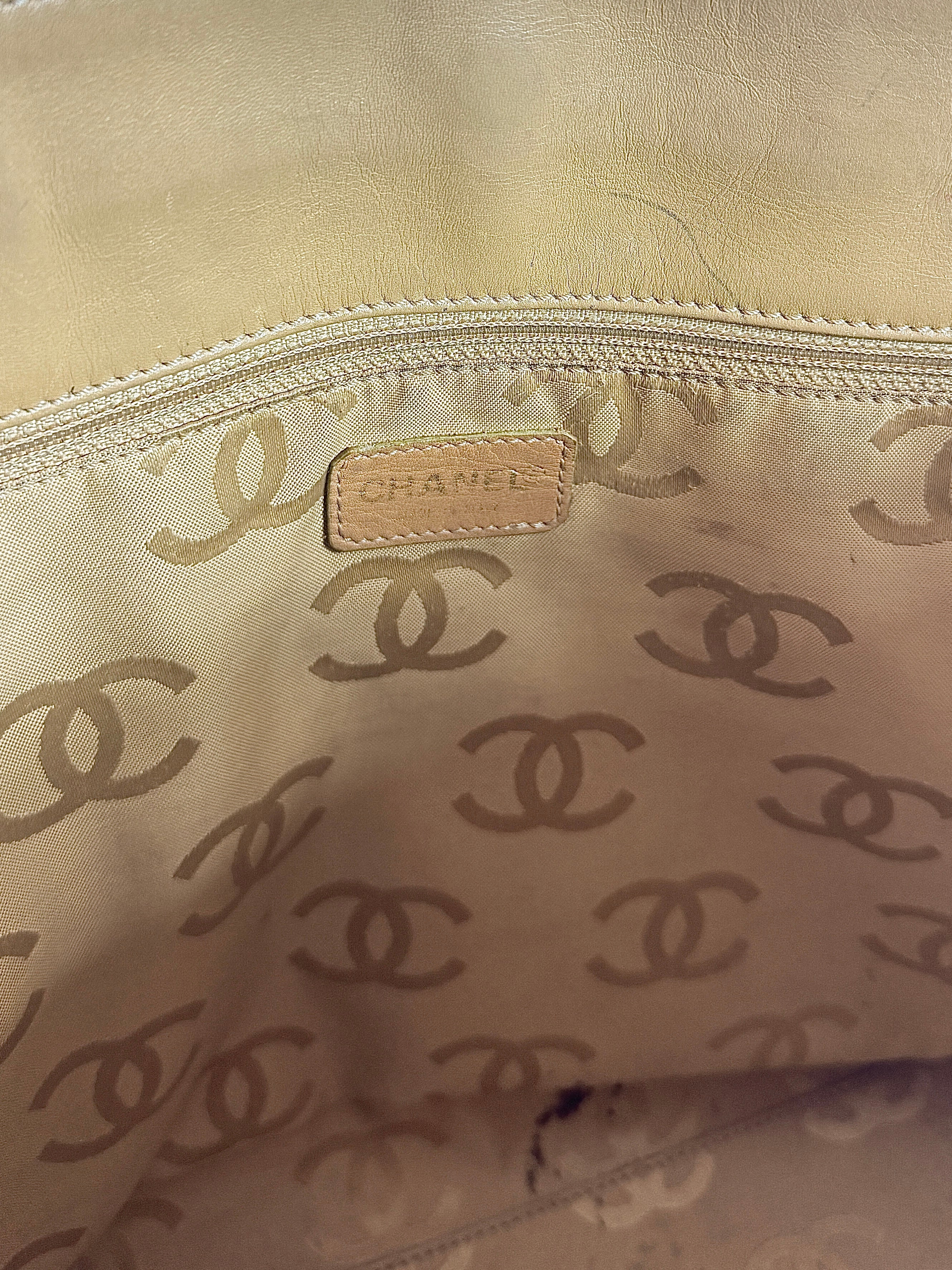 Chanel brown leather wild stitch Surpique Tote Beige 7531480