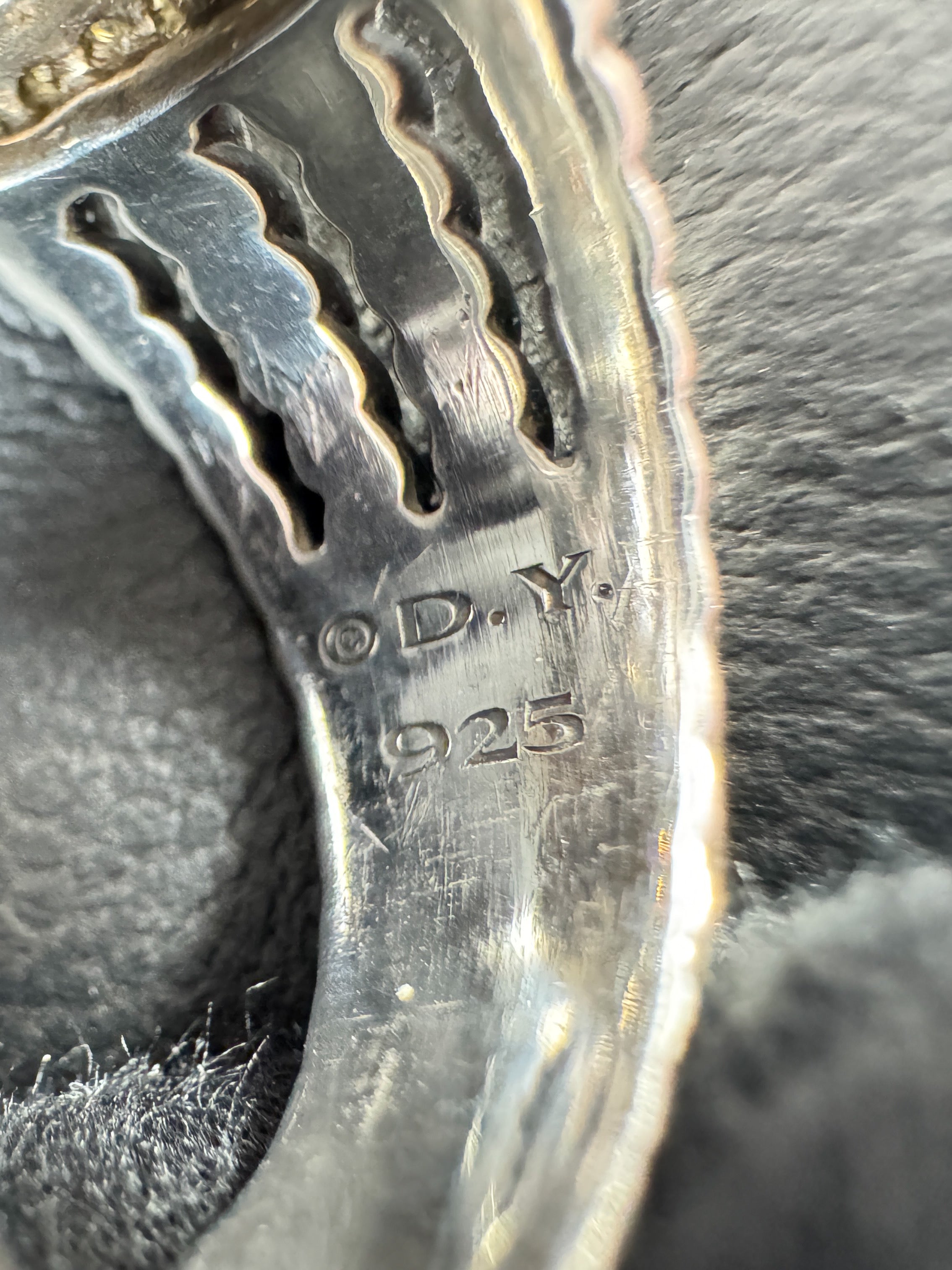 David Yurman sterling silver diamond 16MM wheaton ring