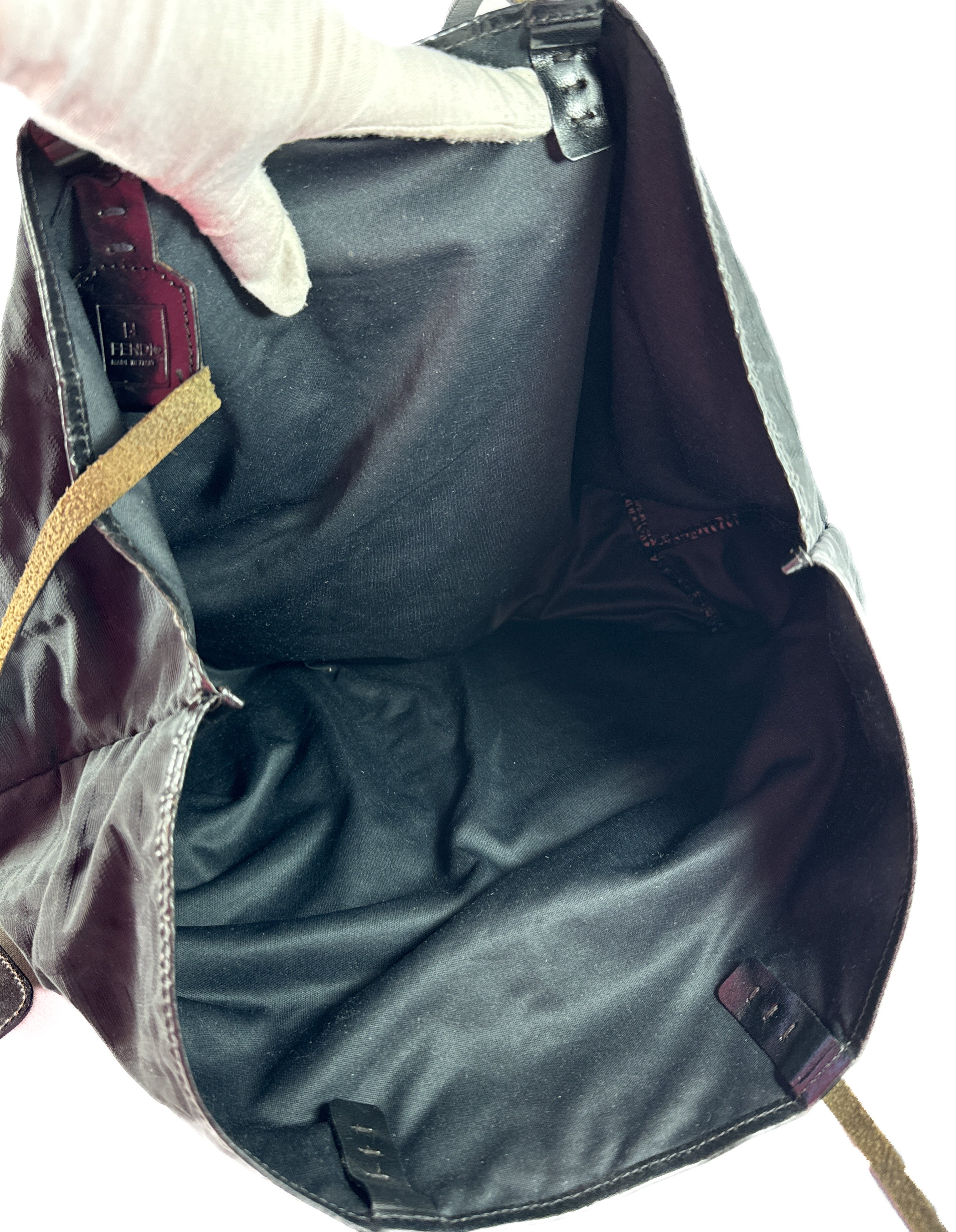 Fendi black zucca medium roll tote