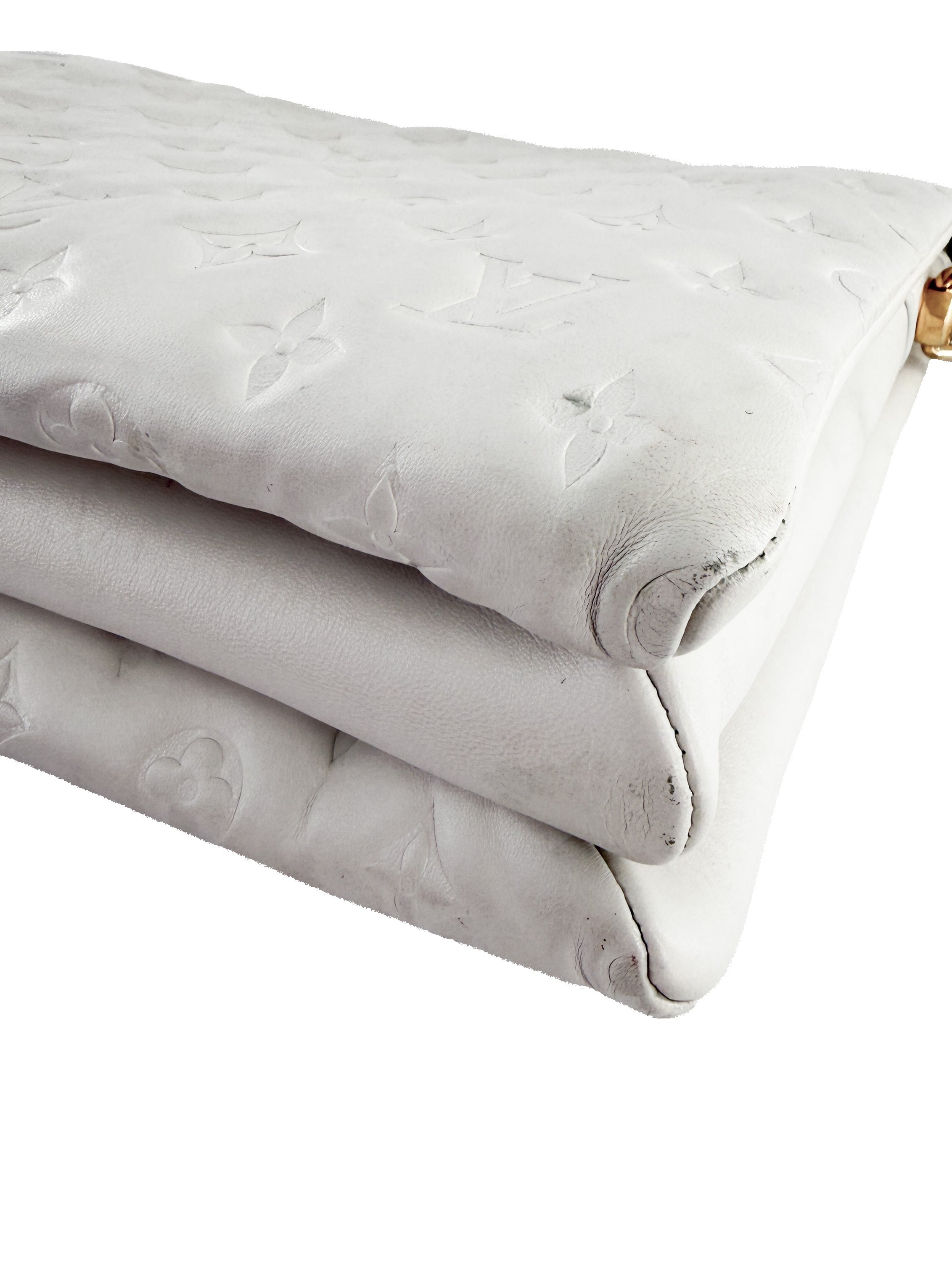 Louis Vuitton white leather monogram Coussin PM NFC
