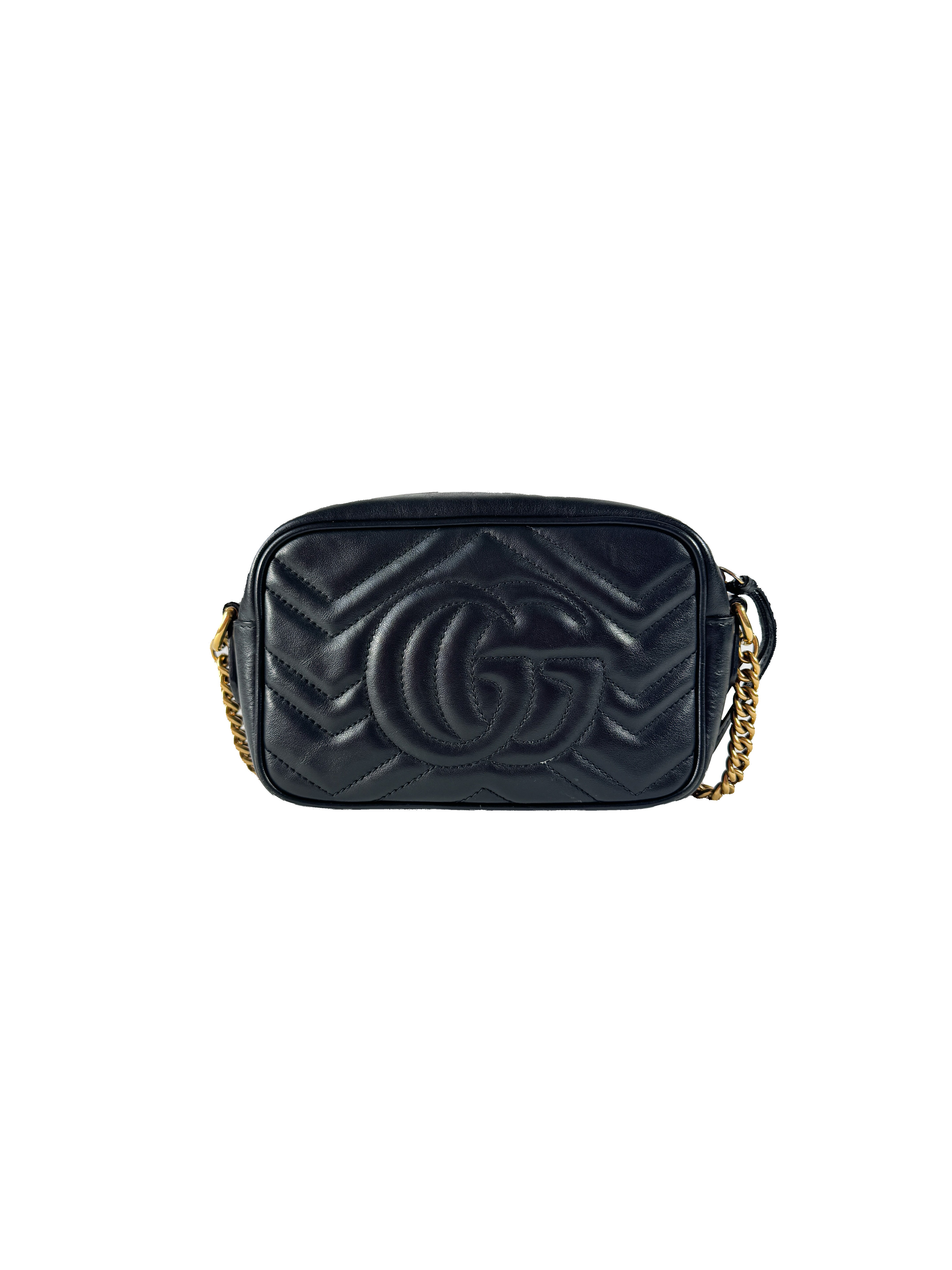 Gucci GG mini Marmont black leather crossbody 0654498879