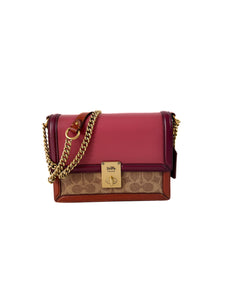 Coach pink, purple, and brown sig. leather Hutton bag C2795