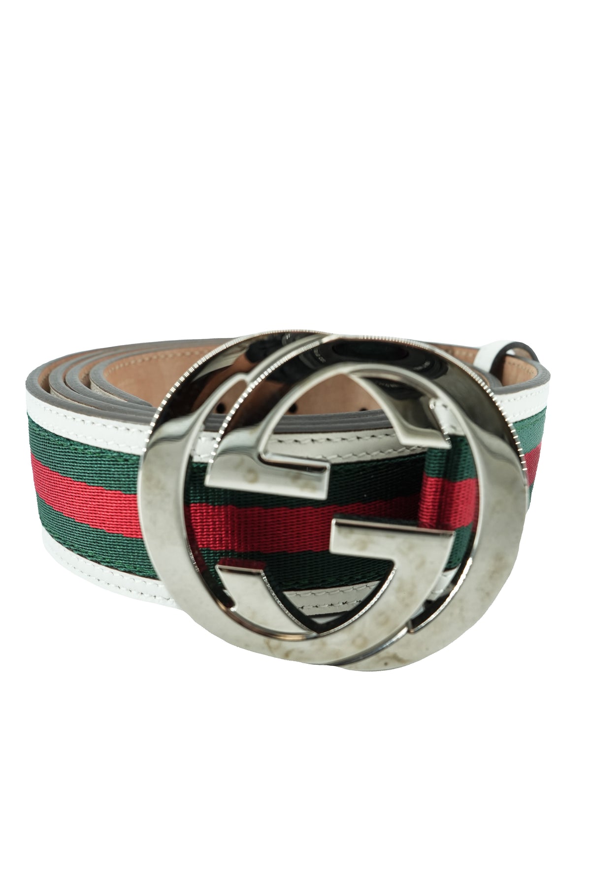 Gucci web white leather belt H9V3N 120