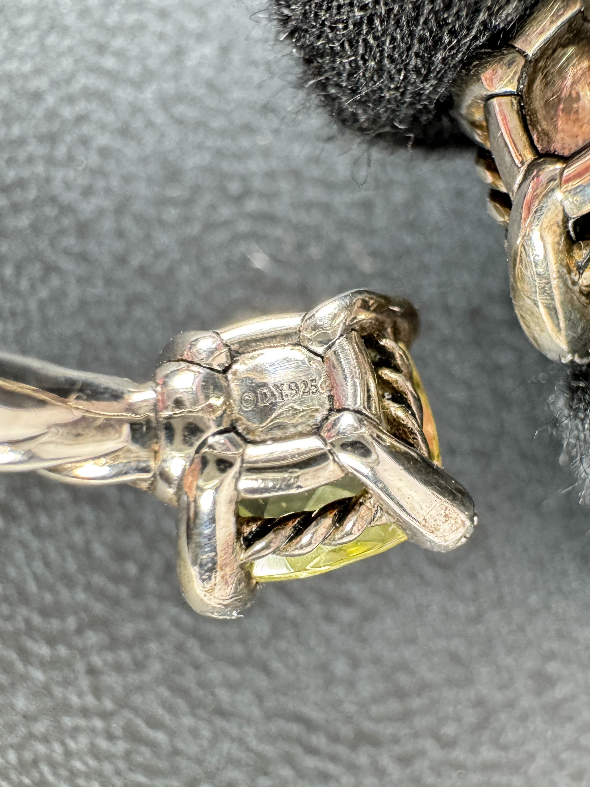 David Yurman sterling silver lemon citrine diamond ring