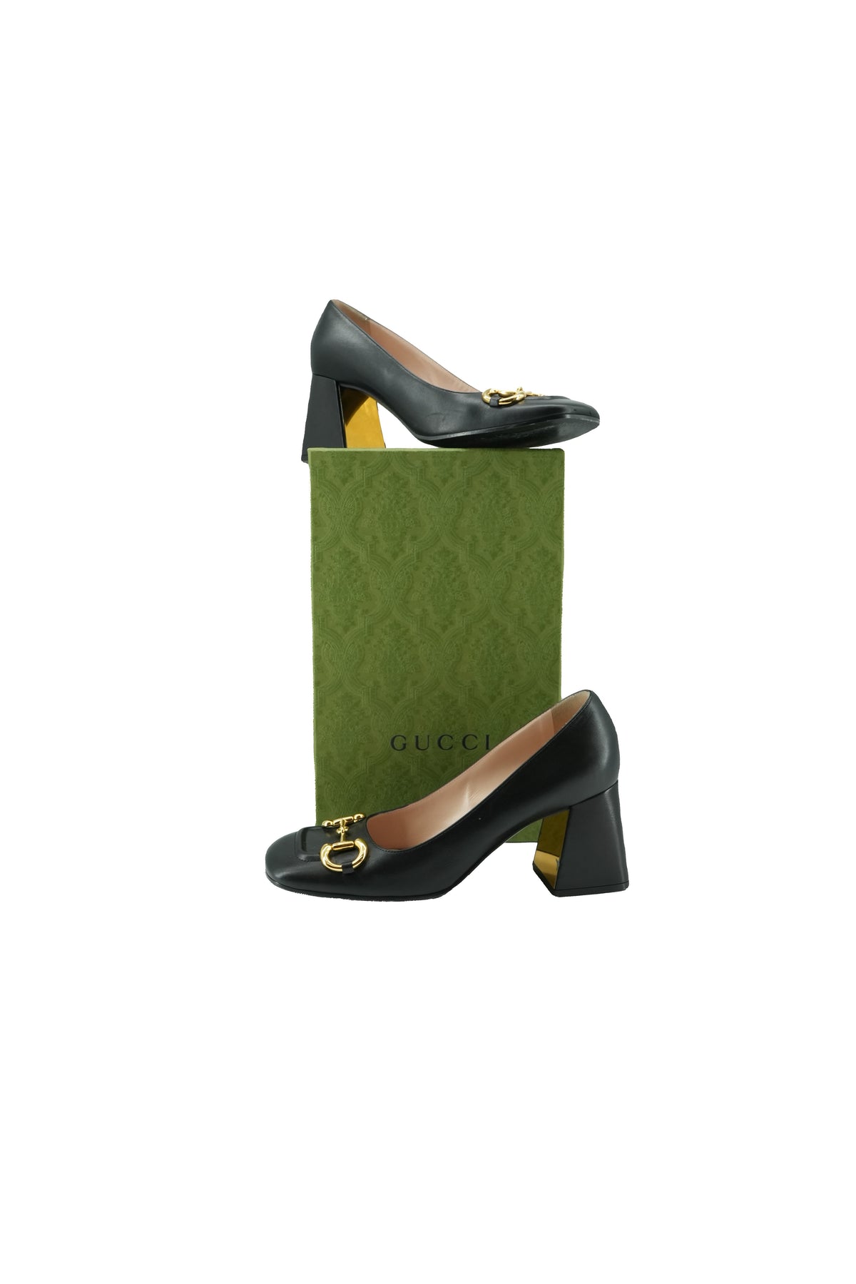 Gucci black leather Malaga Kid Horsebit 75mm Pumps size 40.5 643886