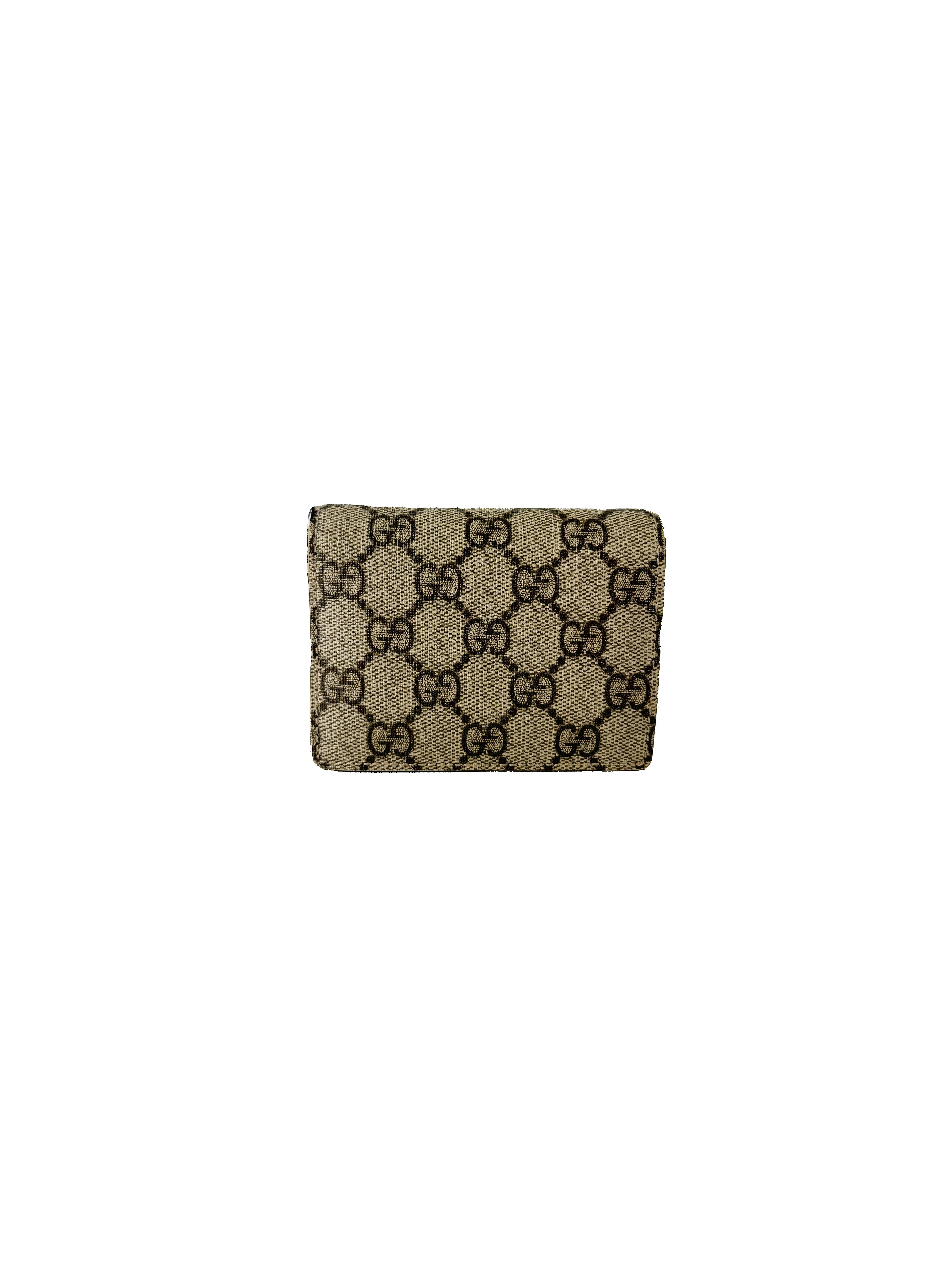 Gucci brown signature GG coated canvas compact wallet 525040 BOX *as is*