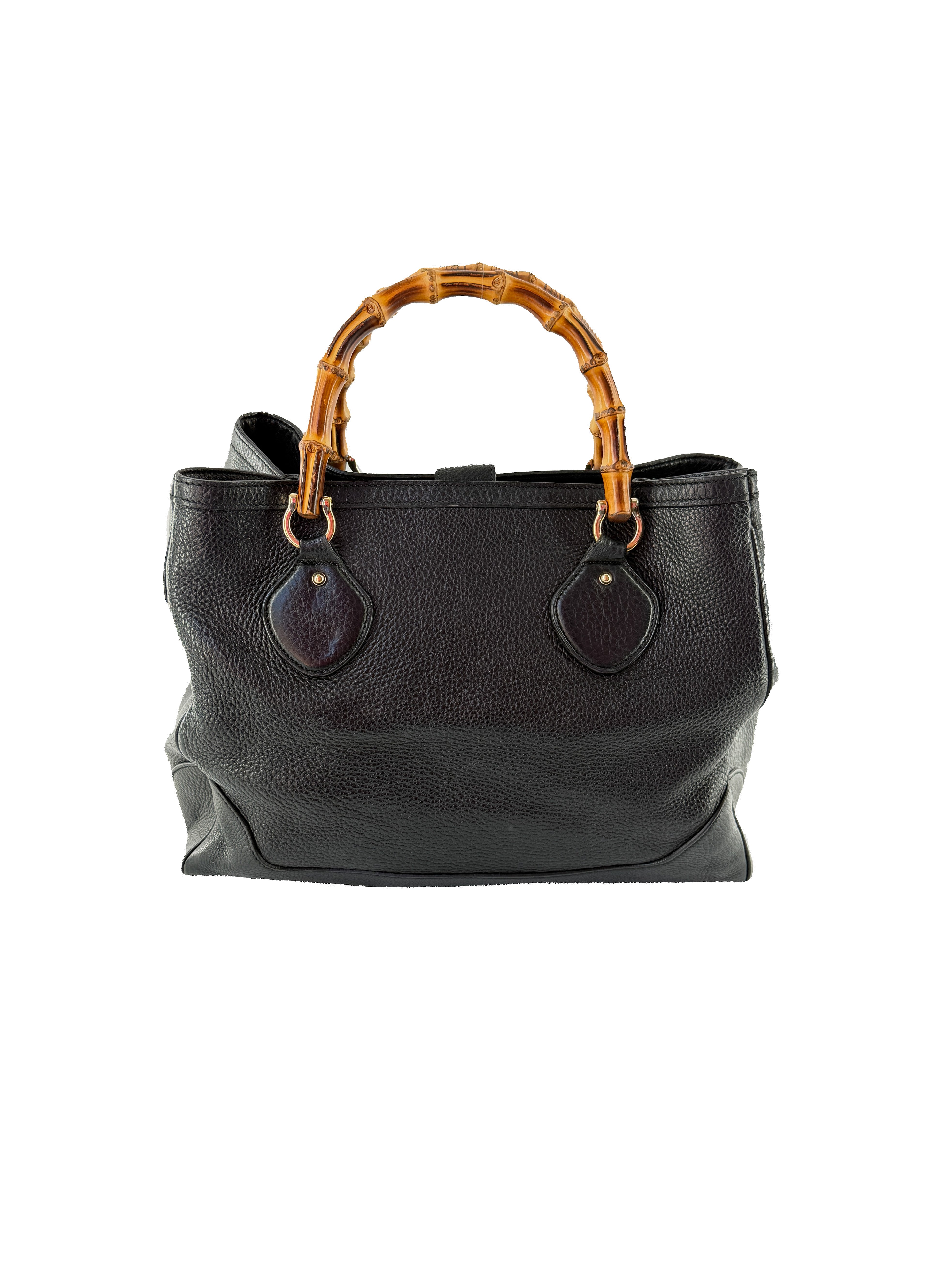 Gucci medium Diana black leather Bamboo tote 282317 203998