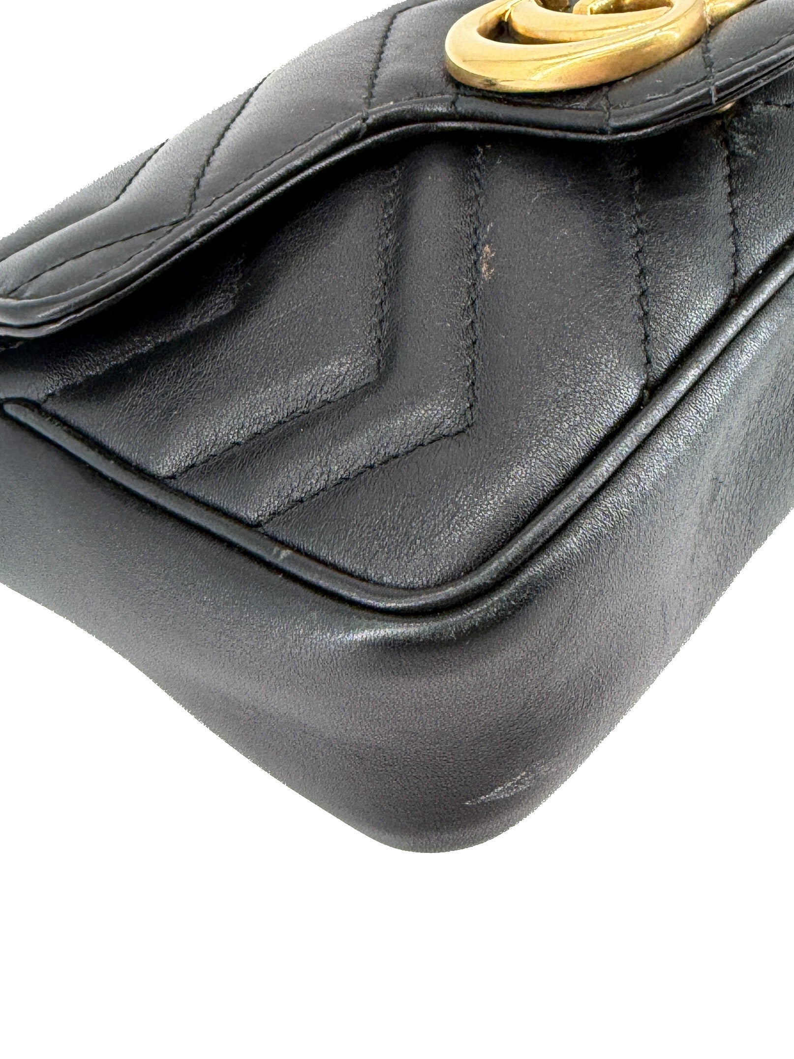 Gucci black mini Marmont flap shoulder bag 476433-0959-