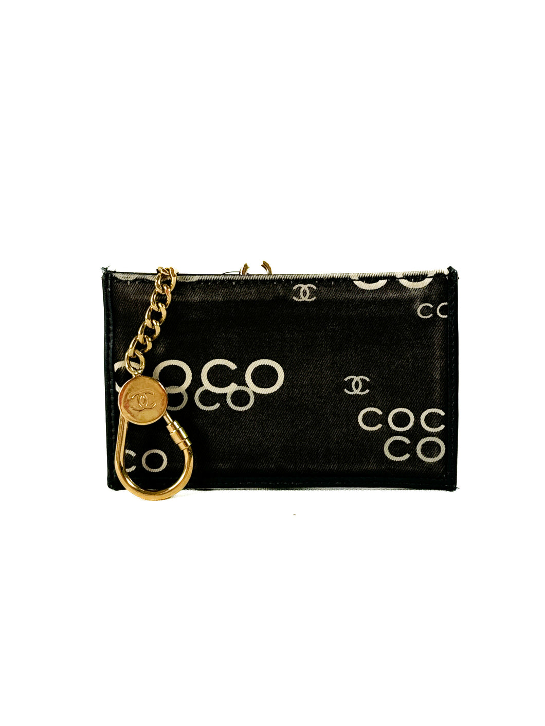 Chanel black white Coco coin key pouch