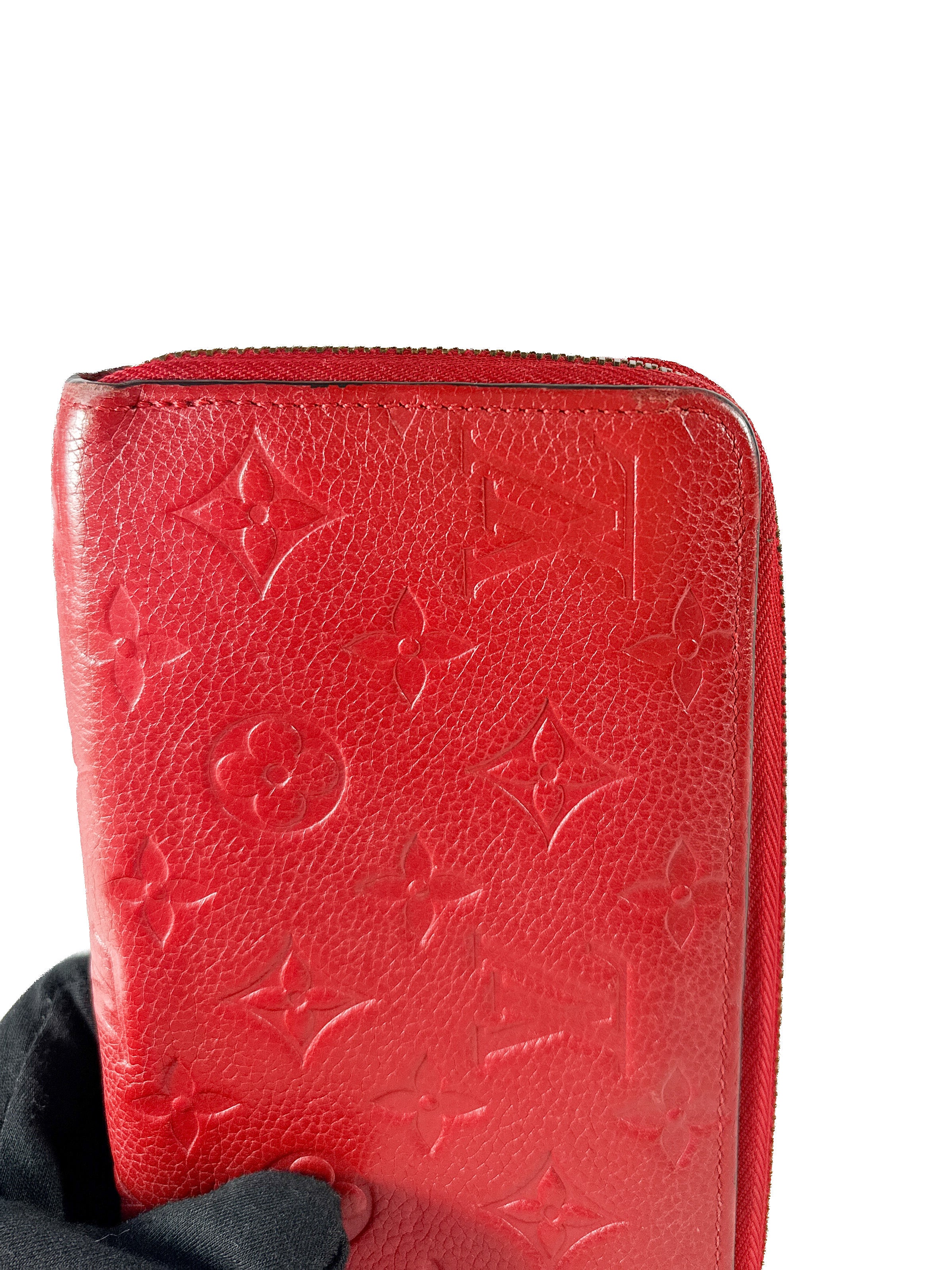 Louis Vuitton monogram red empreinte leather zippy wallet SP2117