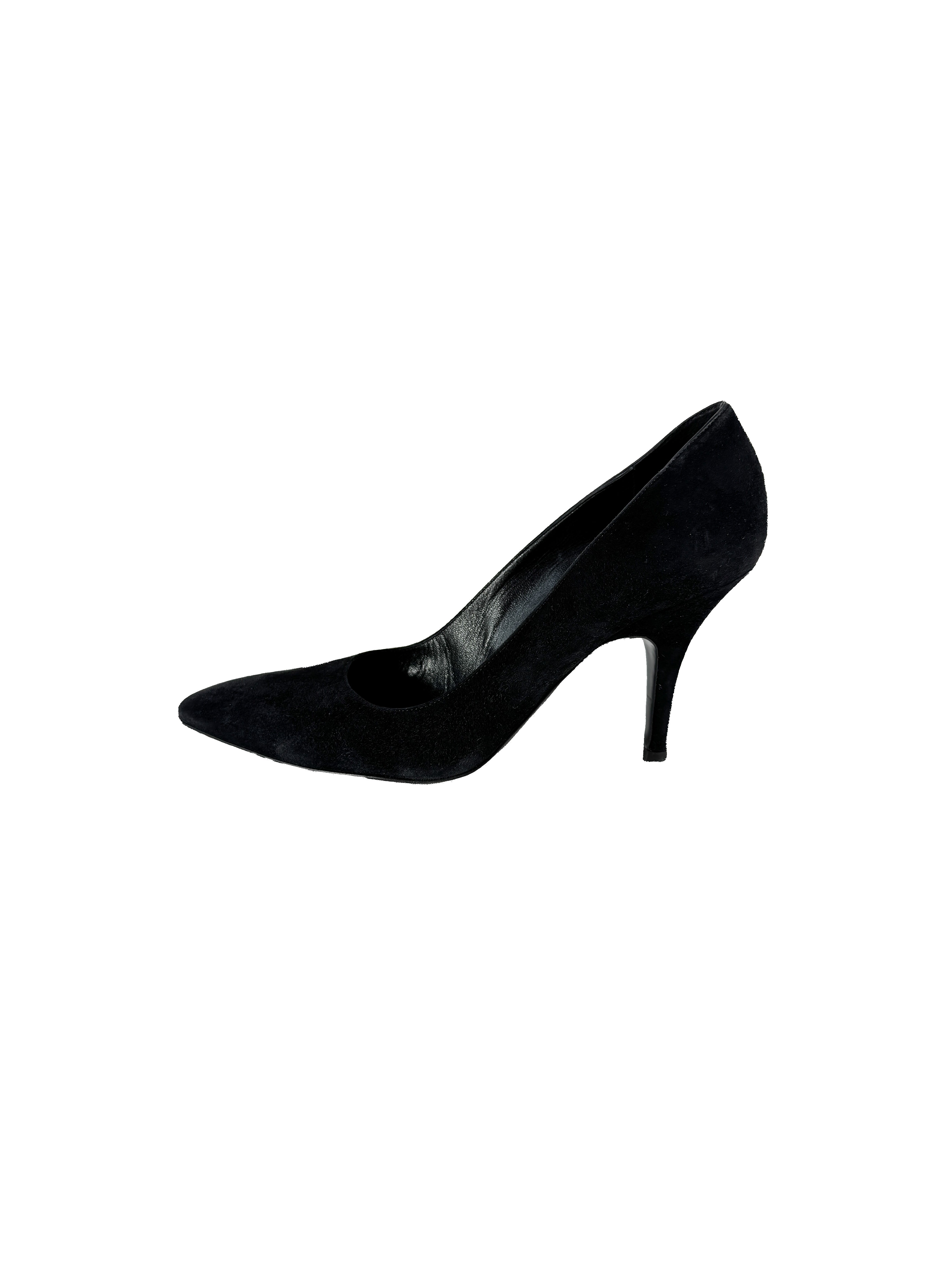 Hermès black suede pointed pumps size 37