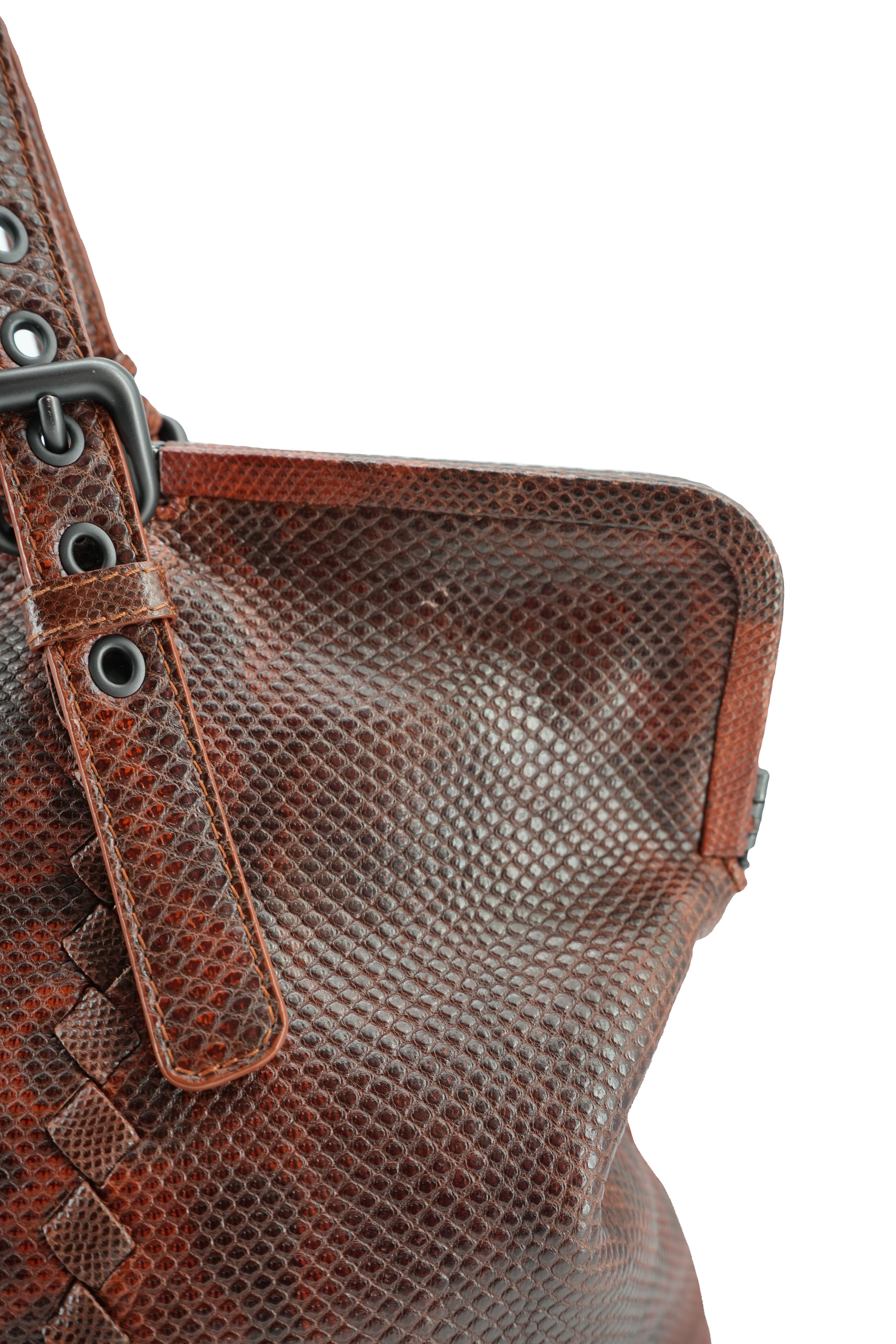 Bottega Veneta dark red python tote 6314
