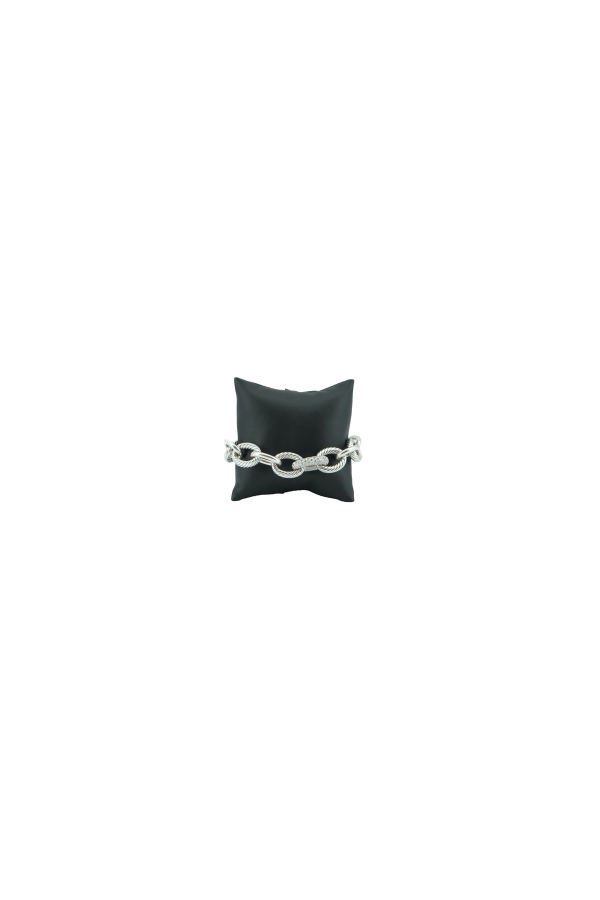 David Yurman sterling silver diamond large oval link bracelet