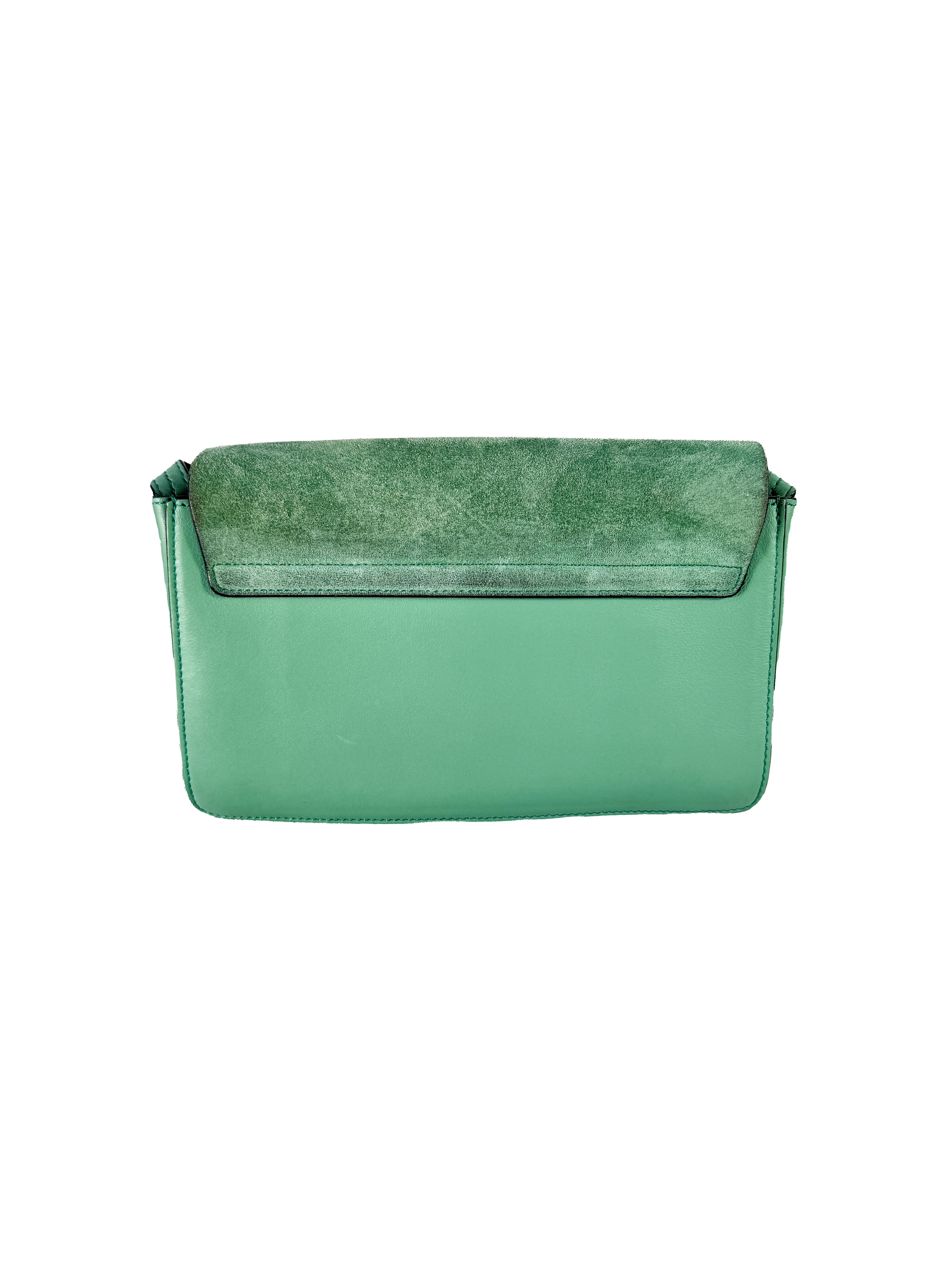 Chloé green leather suede Faye small crossbody 01-17-99-65