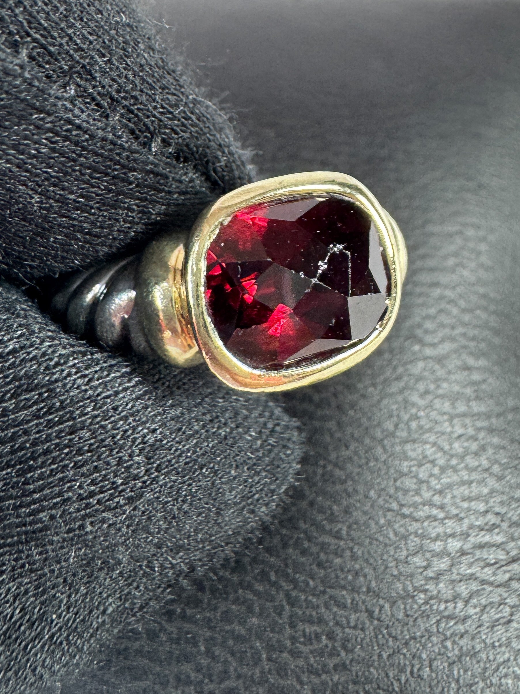 David Yurman sterling silver, yellow gold, Ruby Noblesse ring
