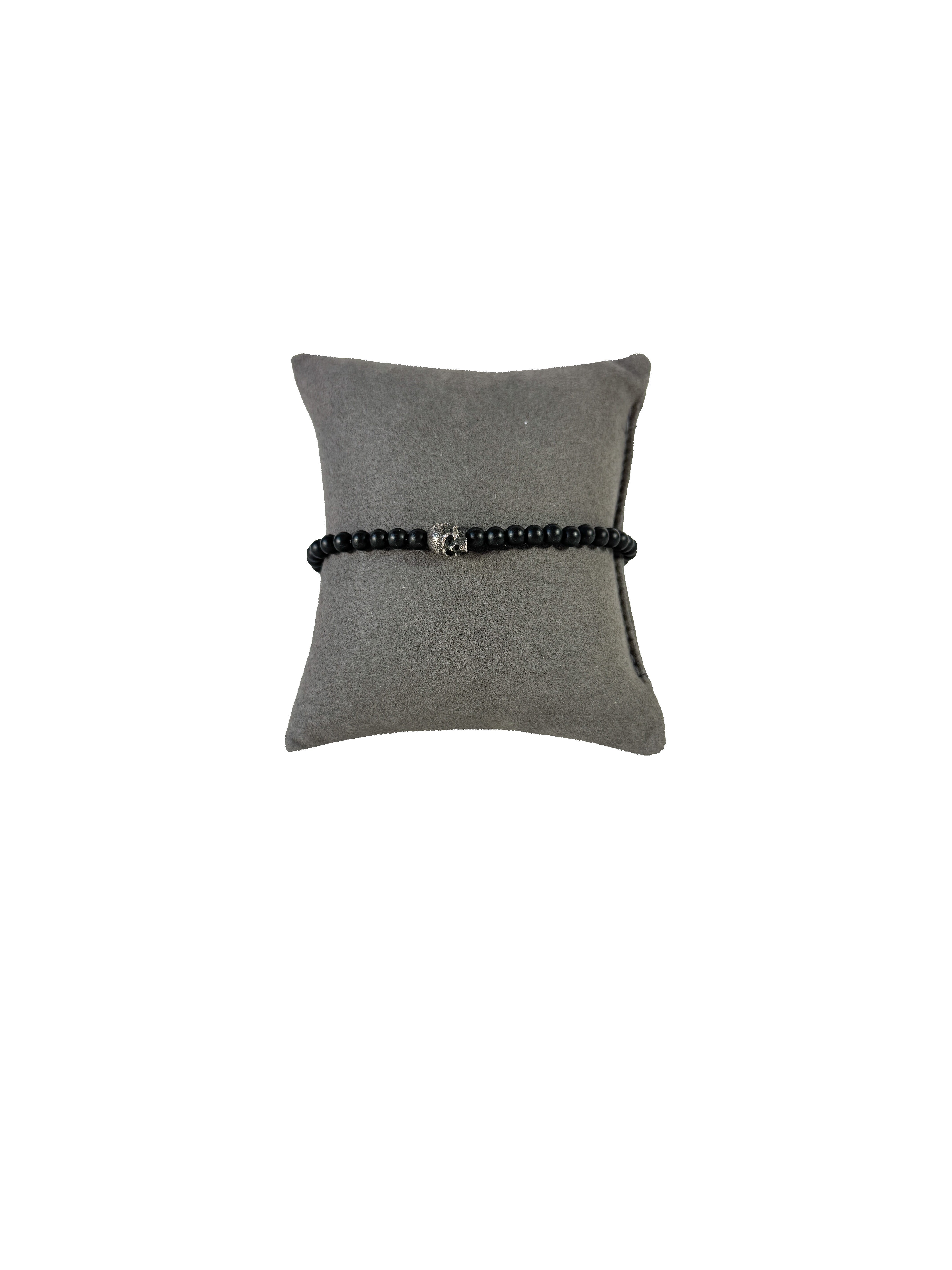 David Yurman sterling silver black onyx skull bracelet