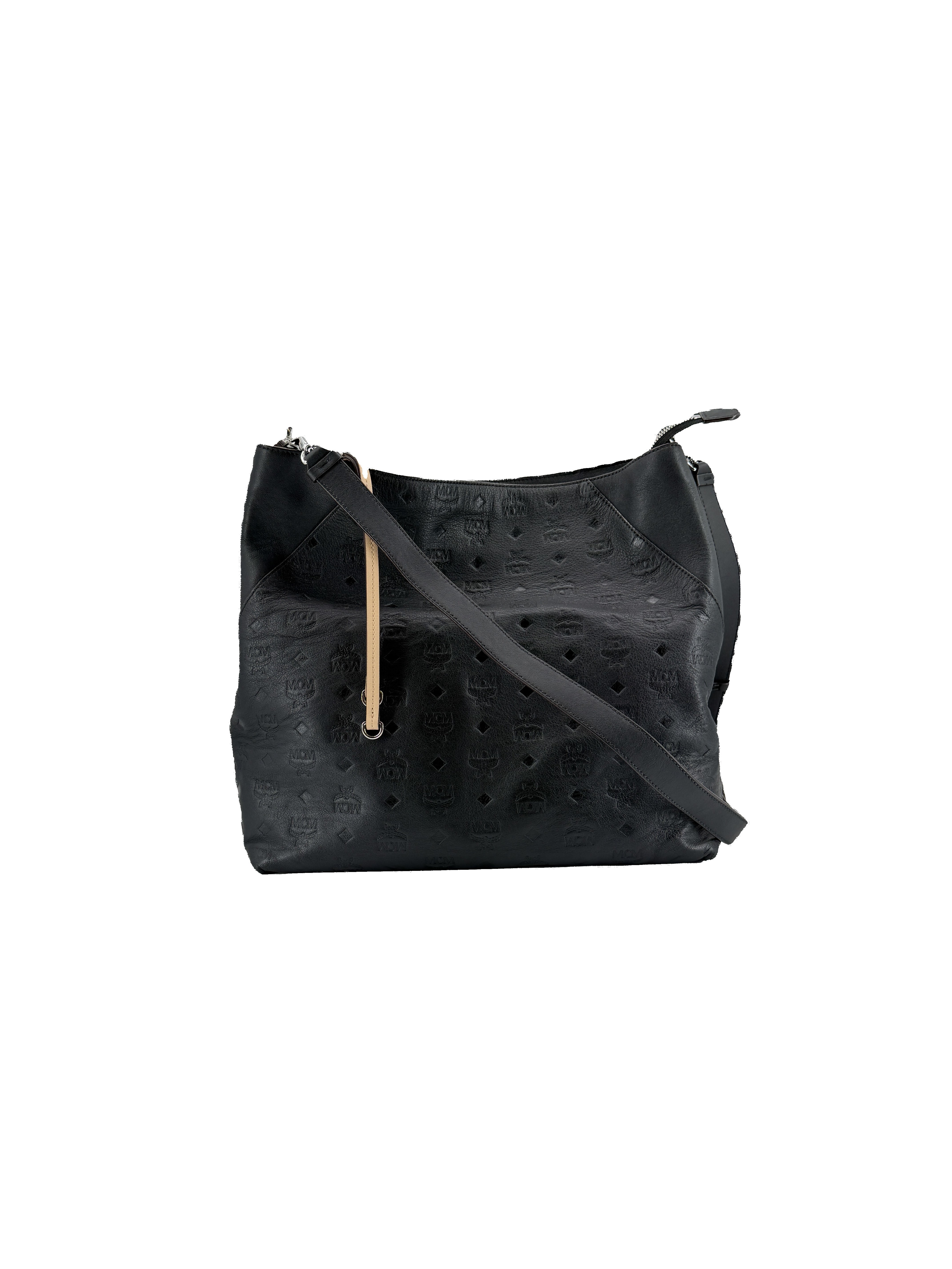 MCM black leather Klara hobo