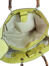 Gucci chartreuse leather Bamboo handle shopper  323658 525040