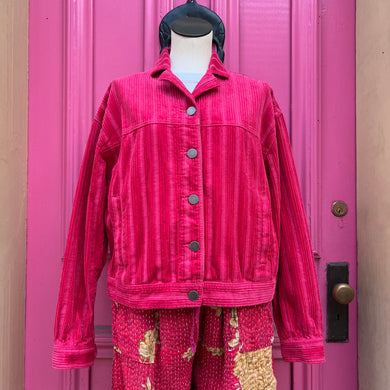 Cabi hot pink corduroy jacket size M