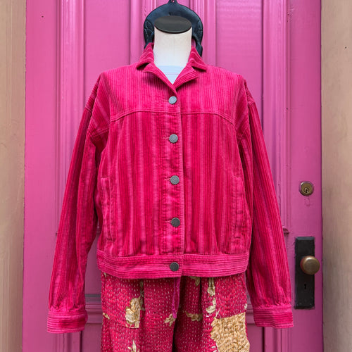 Cabi hot pink corduroy jacket size M