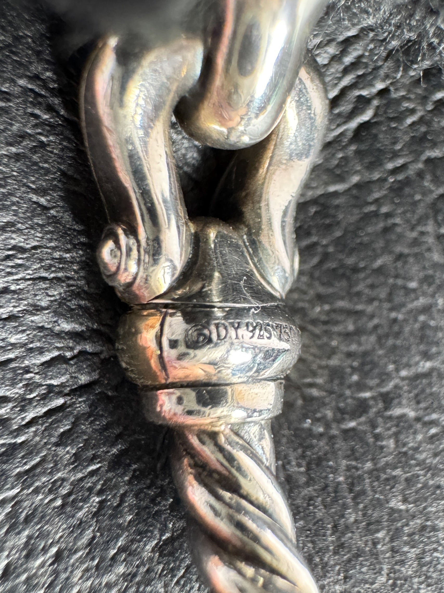 David Yurman sterling silver, 18k yellow gold buckle ring