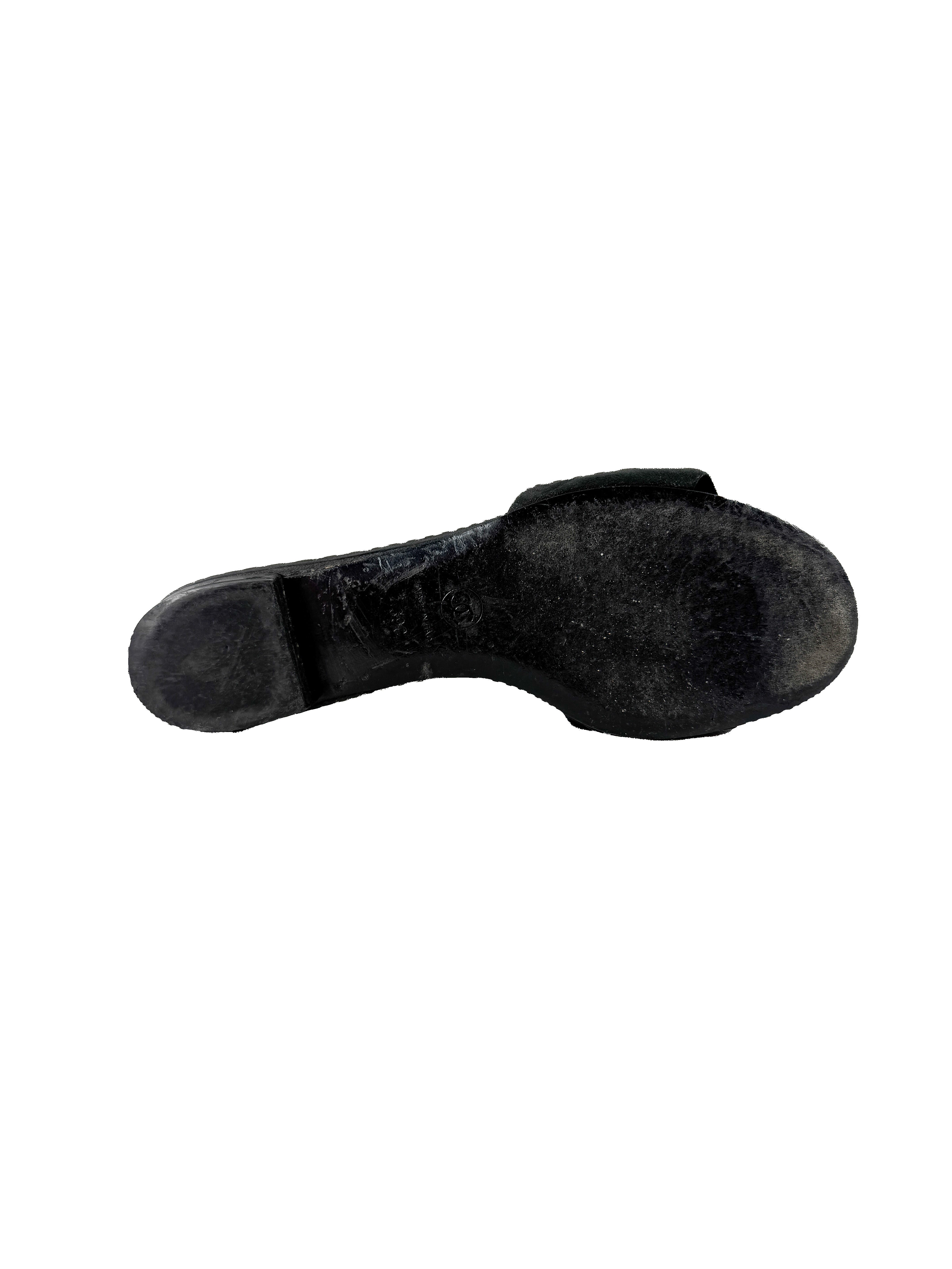 Chanel black leather CC slides size 39 **as is**