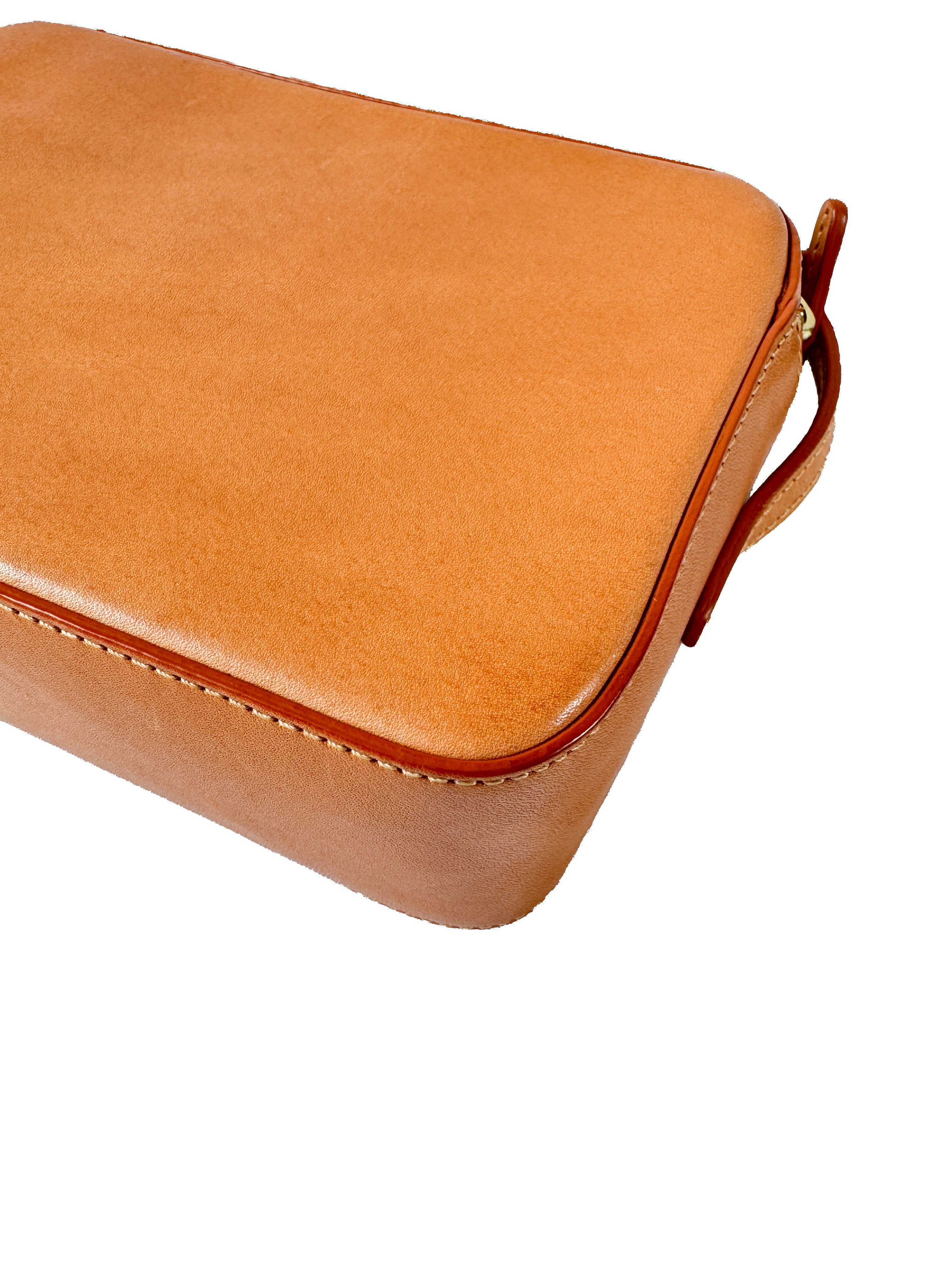 Mansur Gavriel brown leather double zip crossbody