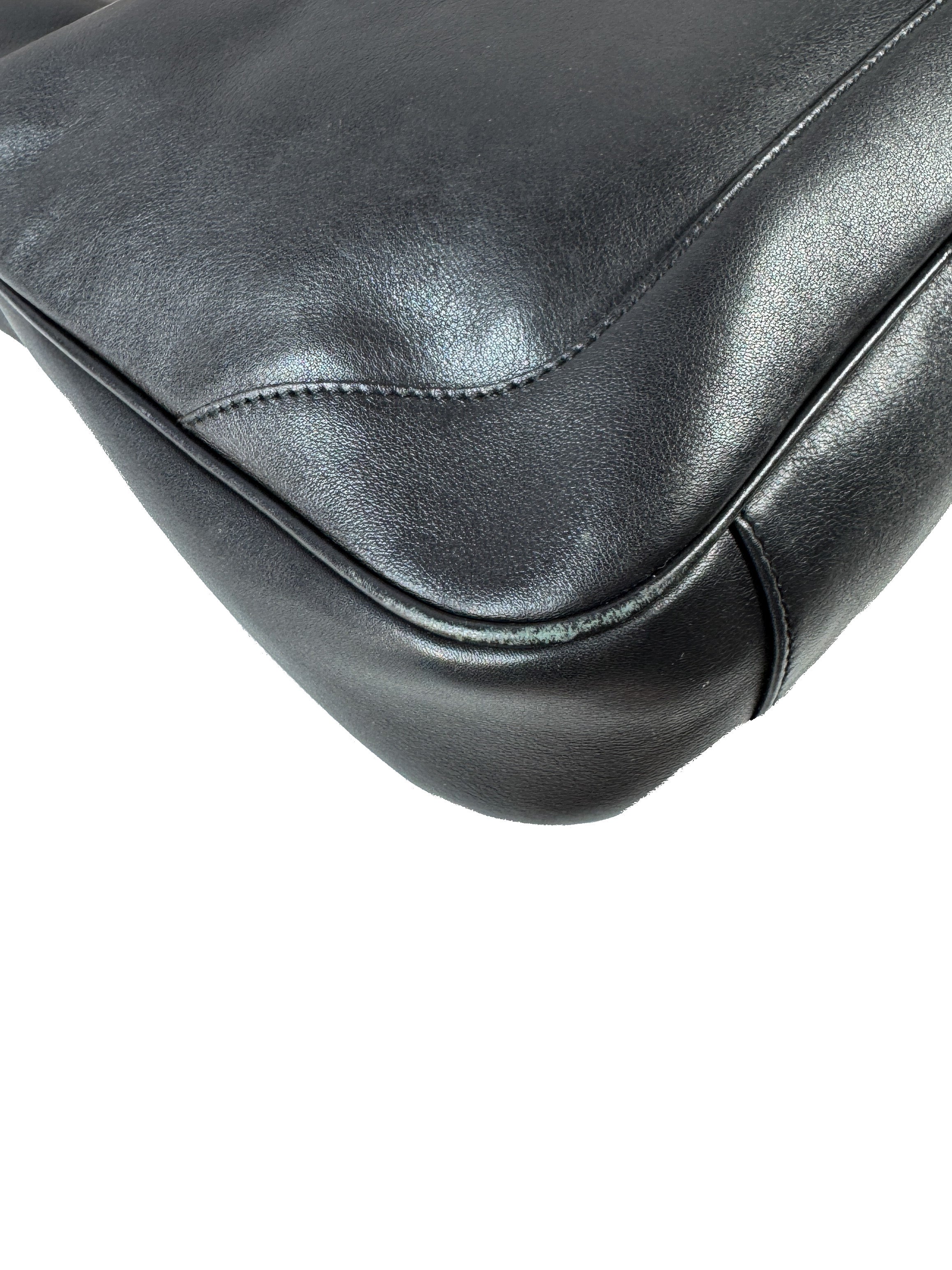 Gucci black leather bamboo handle bag 14095001553