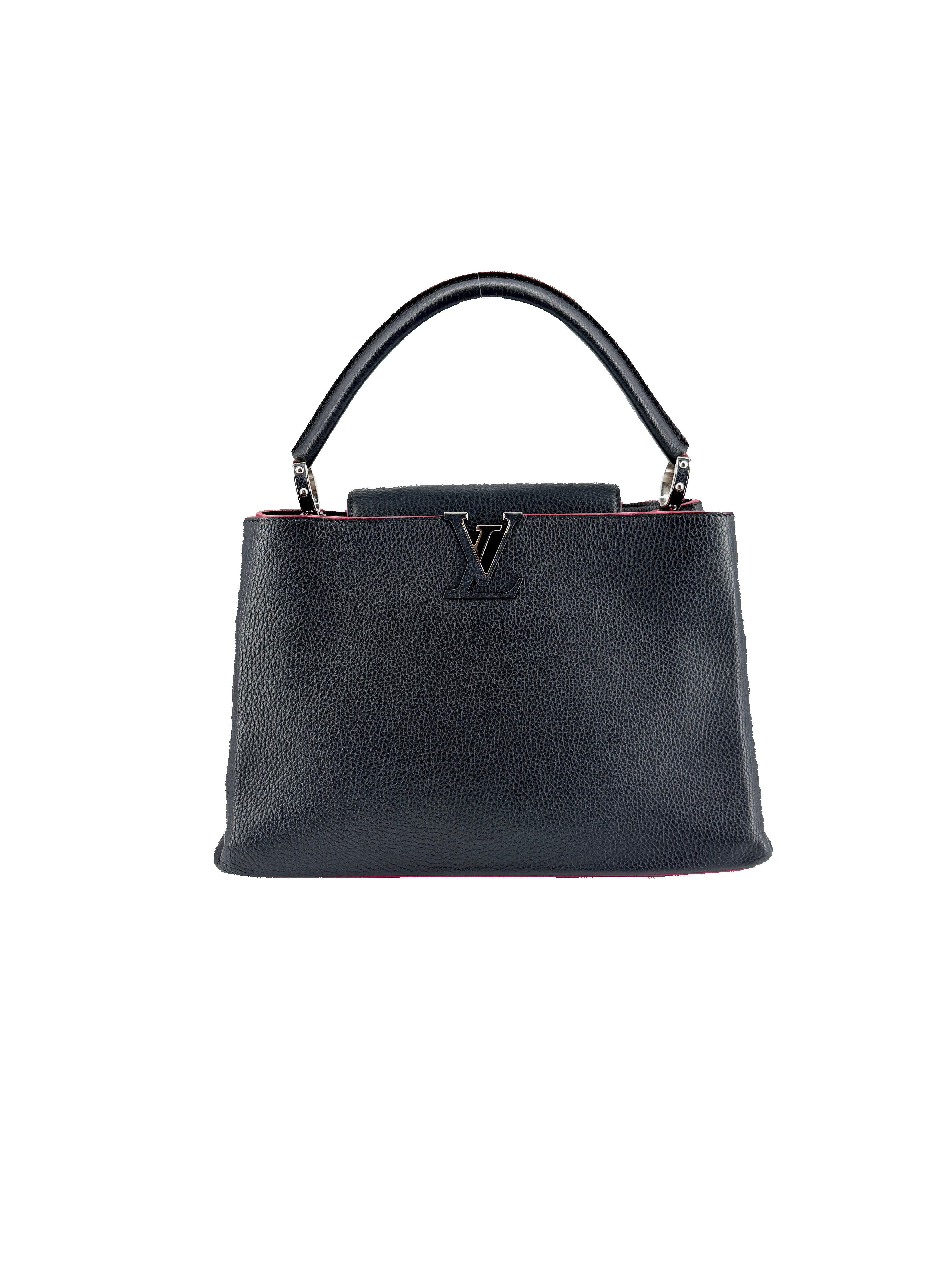 Louis Vuitton black leather Capucines Bag MM AR1105