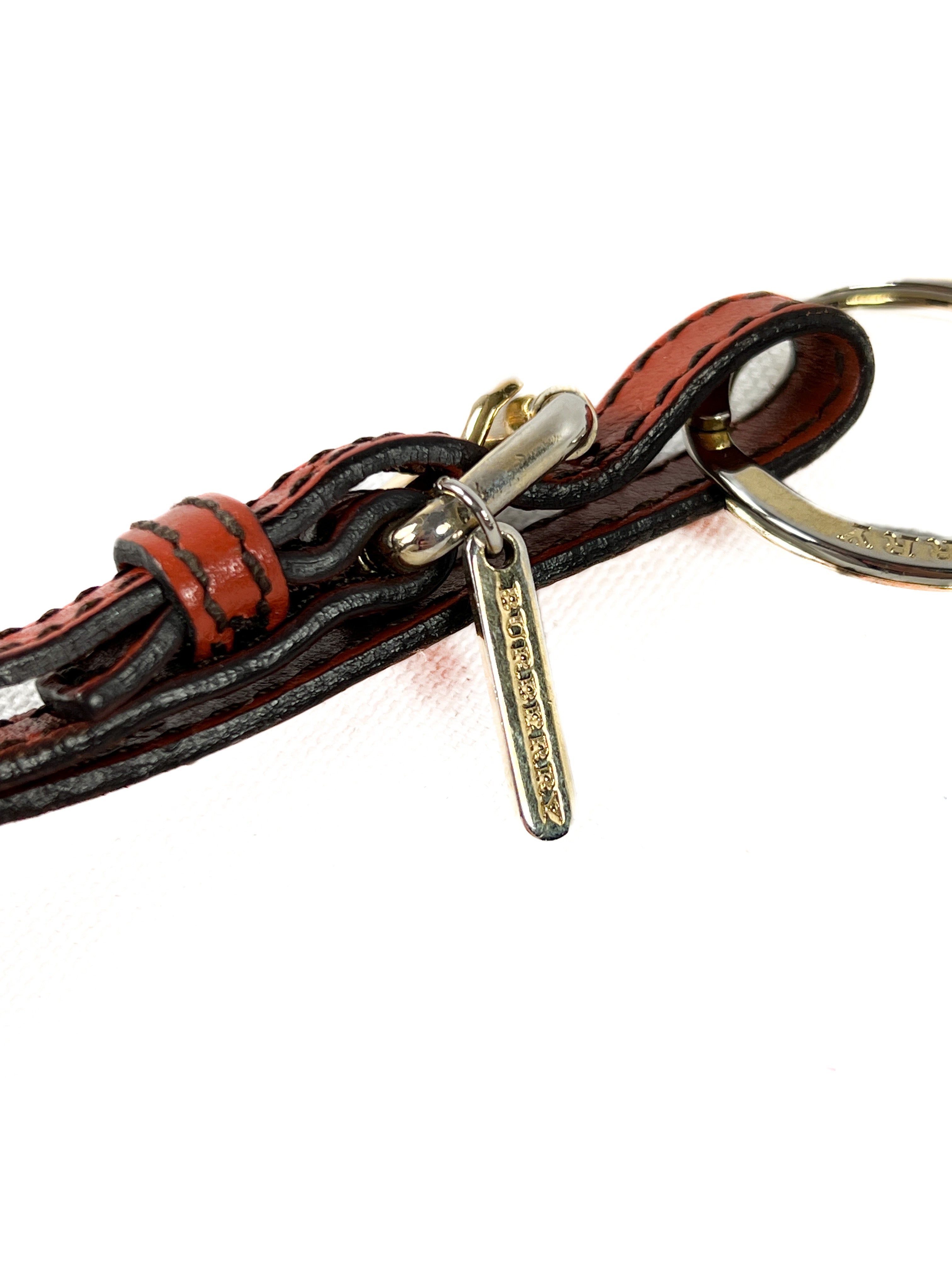 Burberry orange leather tassel keychain