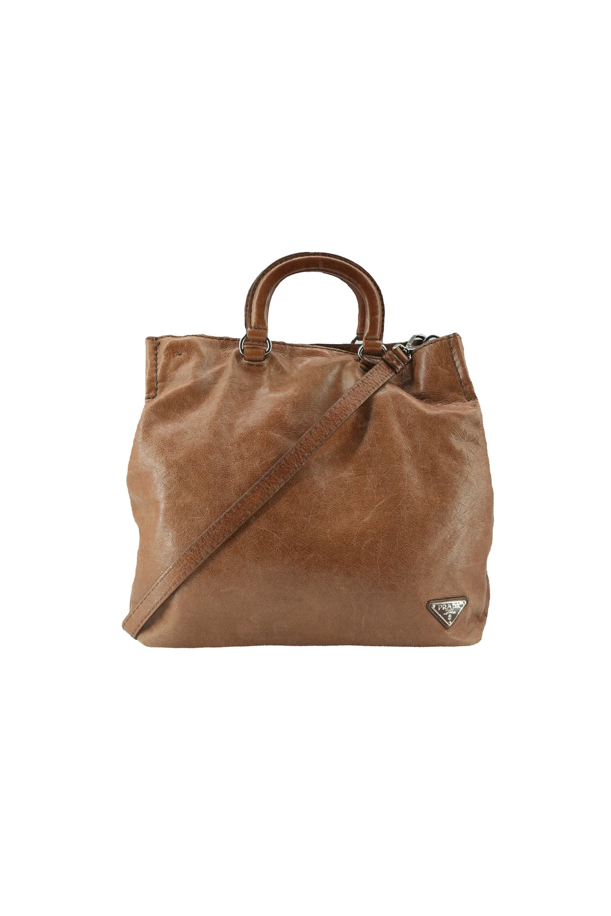 Prada brown Vitella Diano 2 way tote