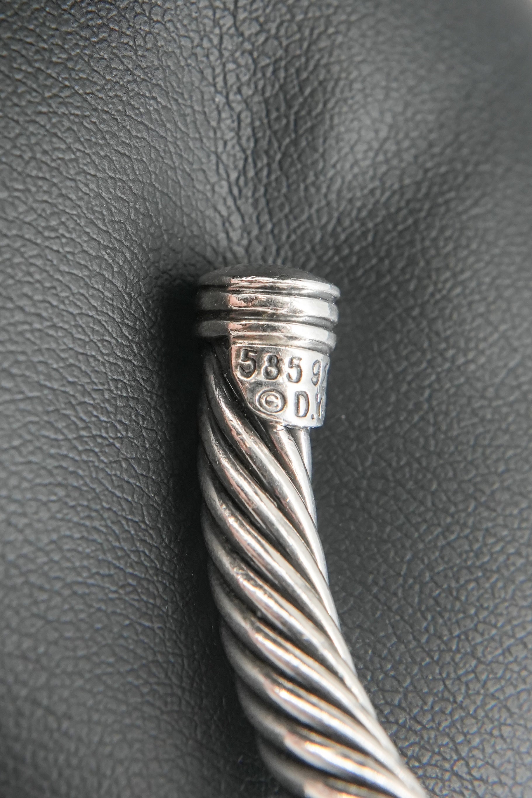 David Yurman sterling silver, yellow gold, blue sapphire cuff bracelet