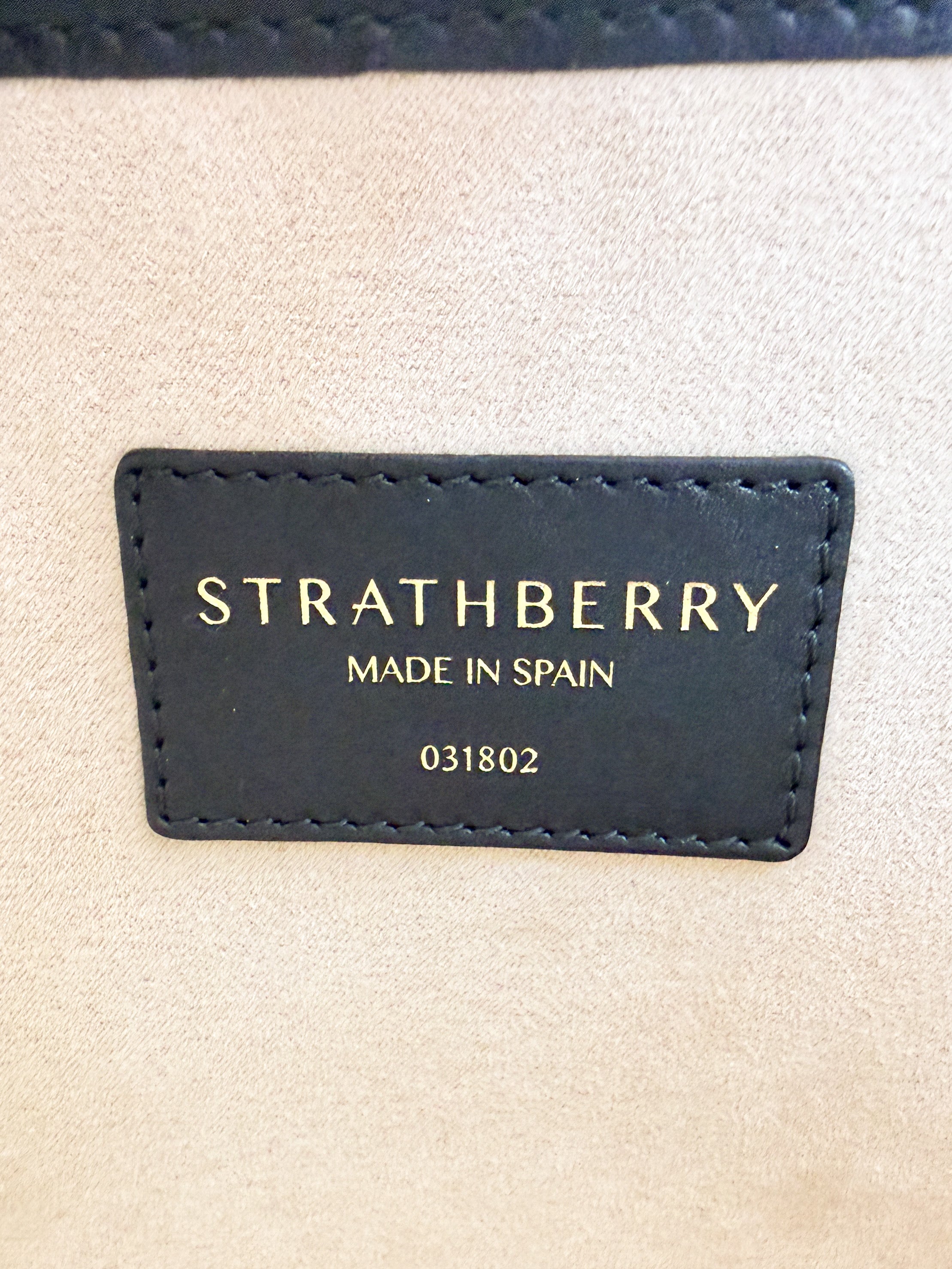 Strathberry black, cream quilted leather Midi tote 031802