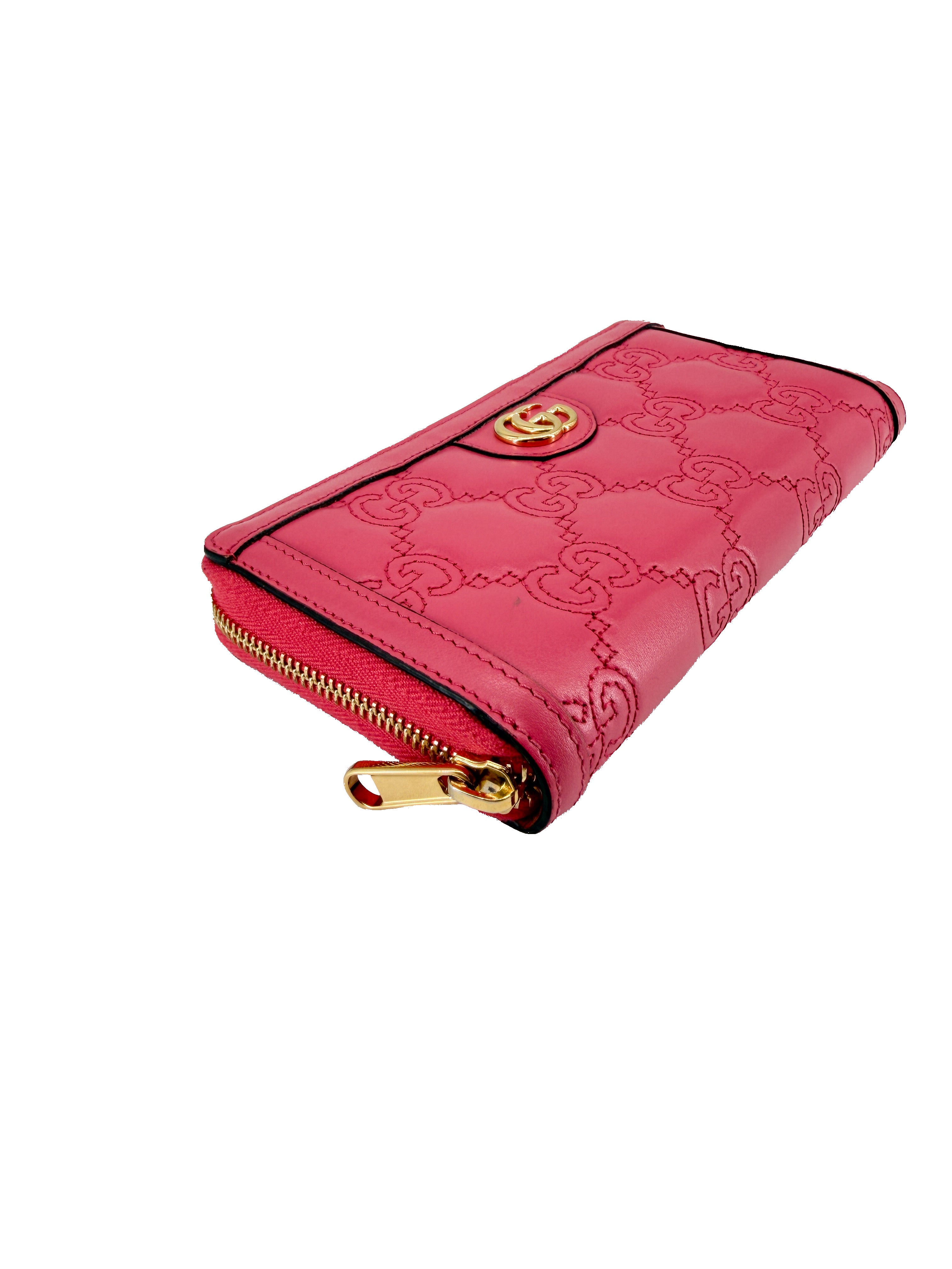 Gucci hot pink Marmont Matelassé ZA wallet 723784-1147 BOX