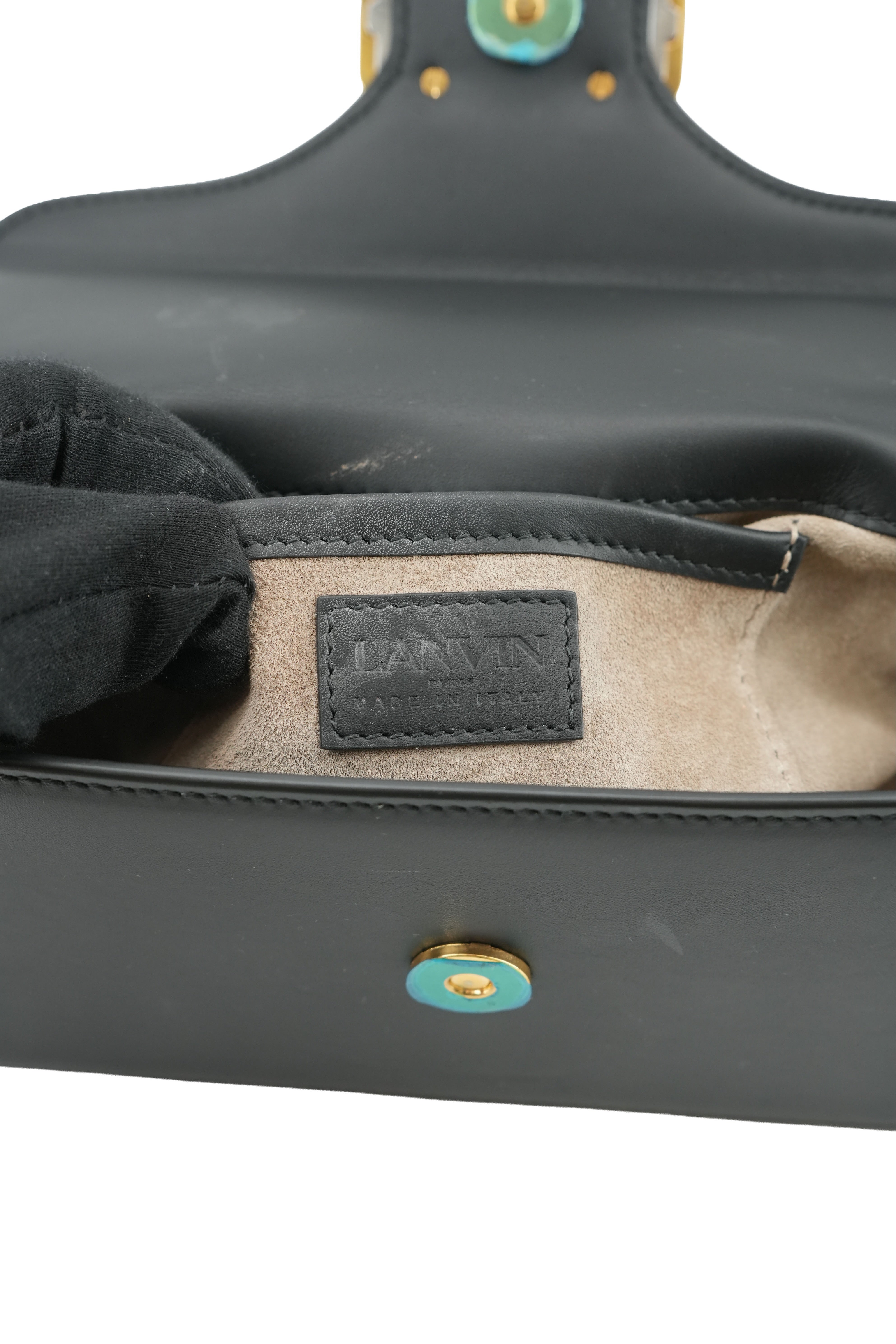 Lanvin black calf leather Pencil Cat Nano bag