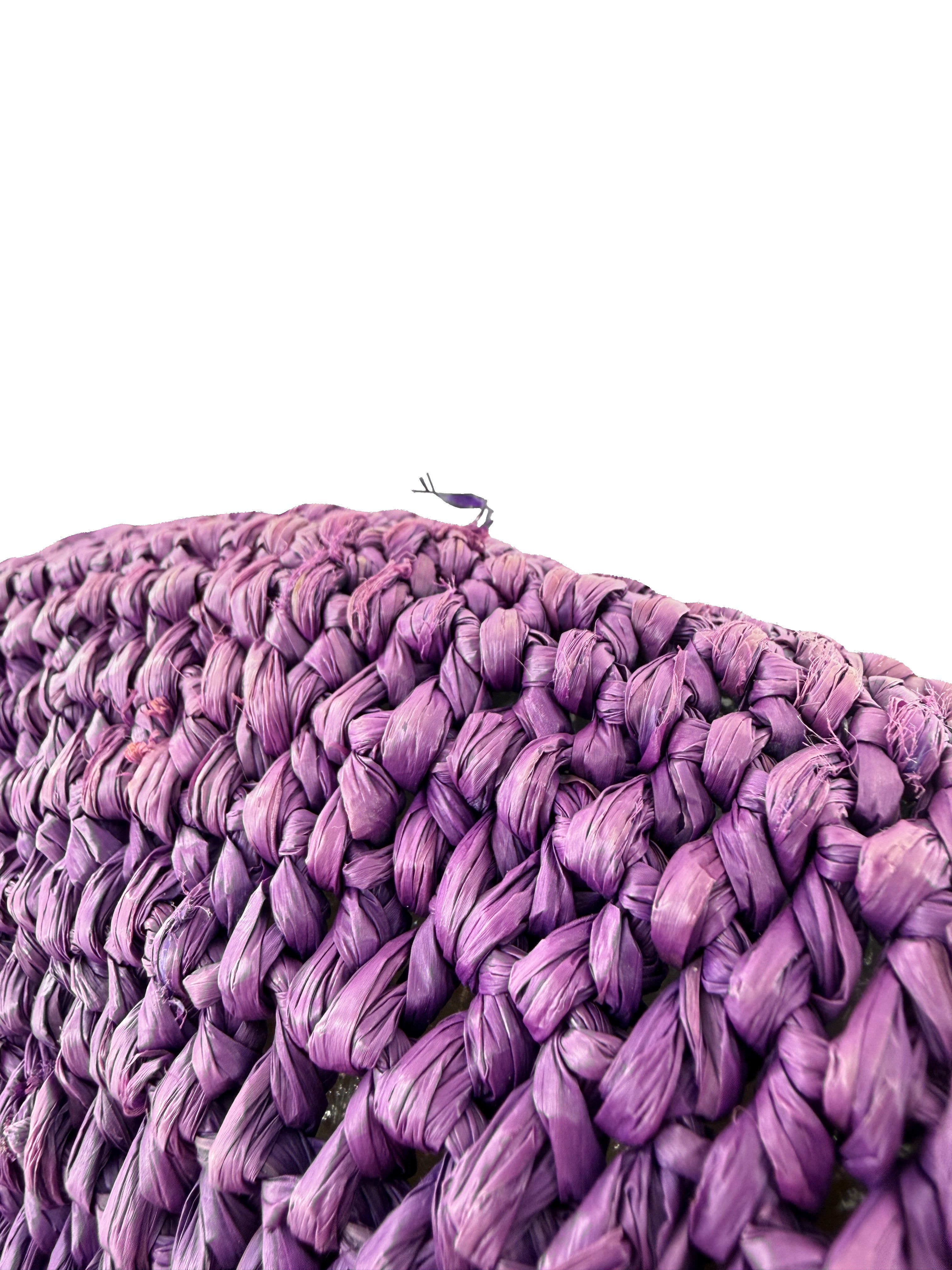 Balenciaga purple, black Raffia Motocross Panier basket 23674105260 515859