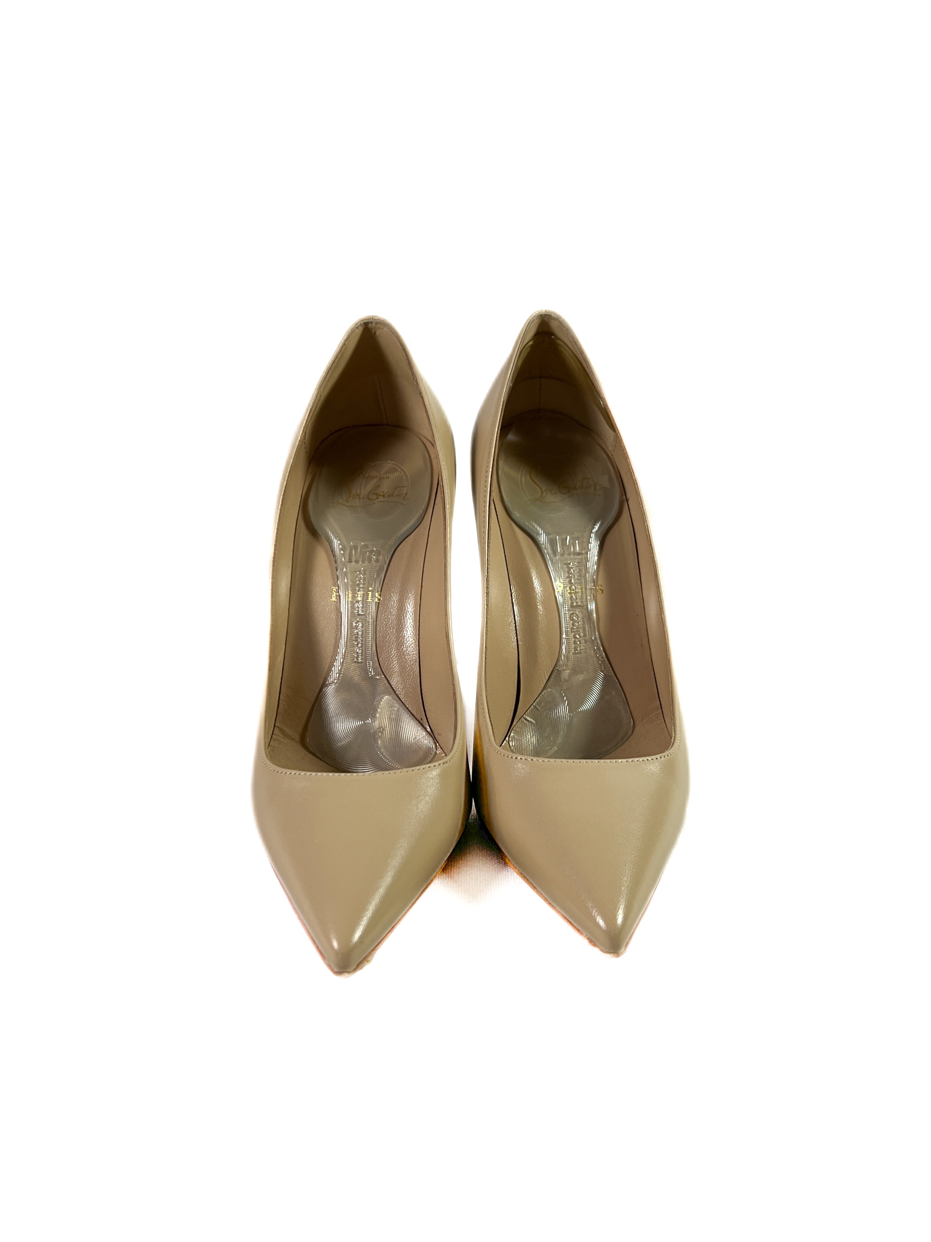 Christian Louboutin Kate 100 nude pumps size 38.5